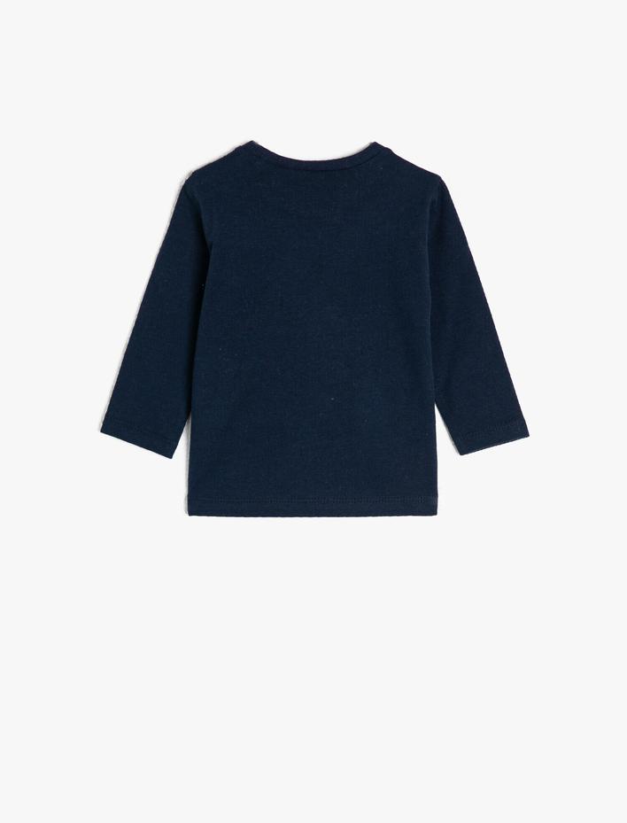 Erkek Bebek Monster Lisanslı Baskılı Uzun Kollu Bisiklet Yaka Tişört