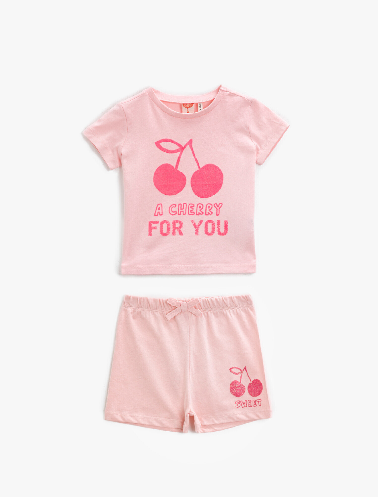  Kız Bebek Kısa Kollu Tişört Baskılı Pamuklu