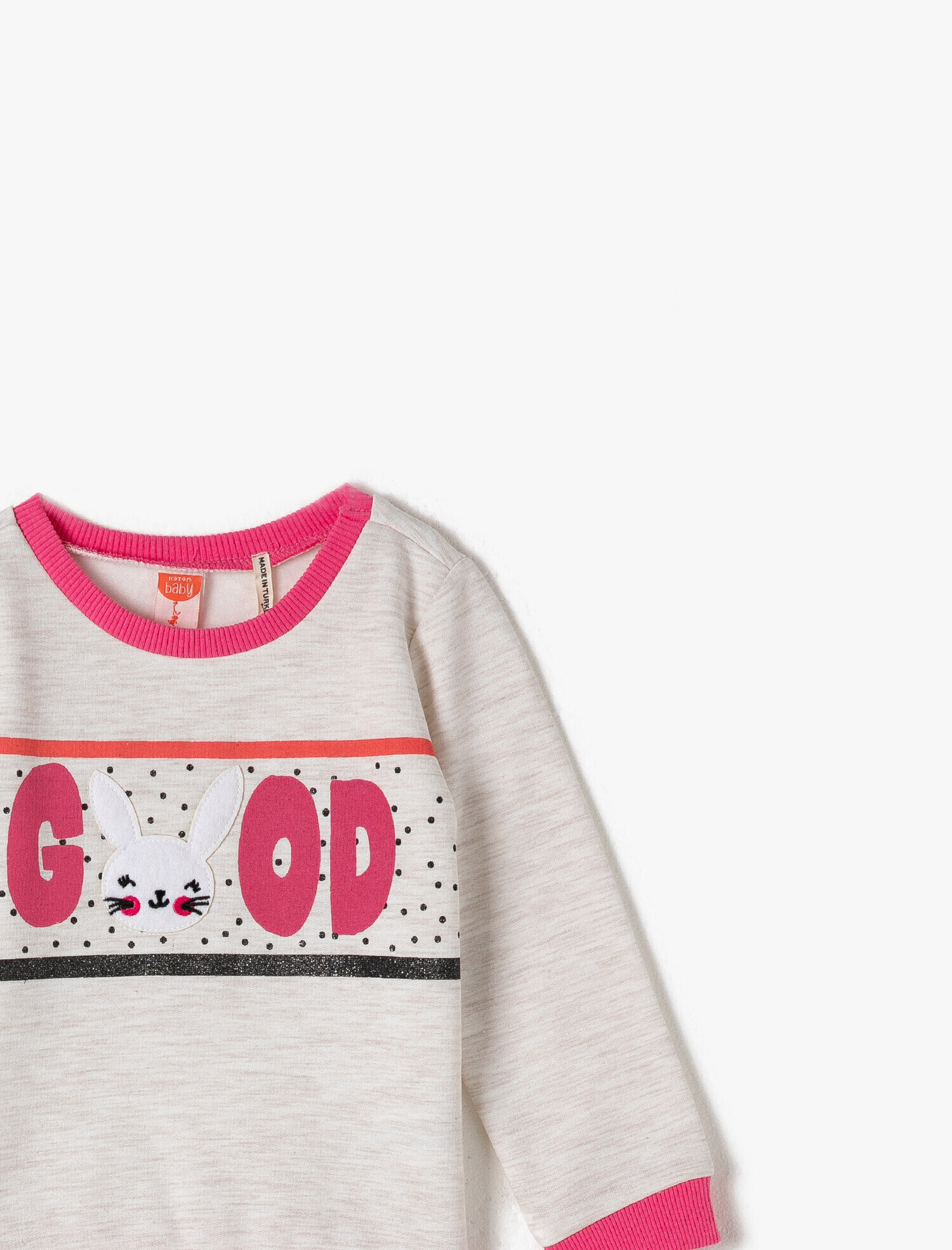 Kız Bebek Bisiklet Yaka Baskılı Sweatshirt