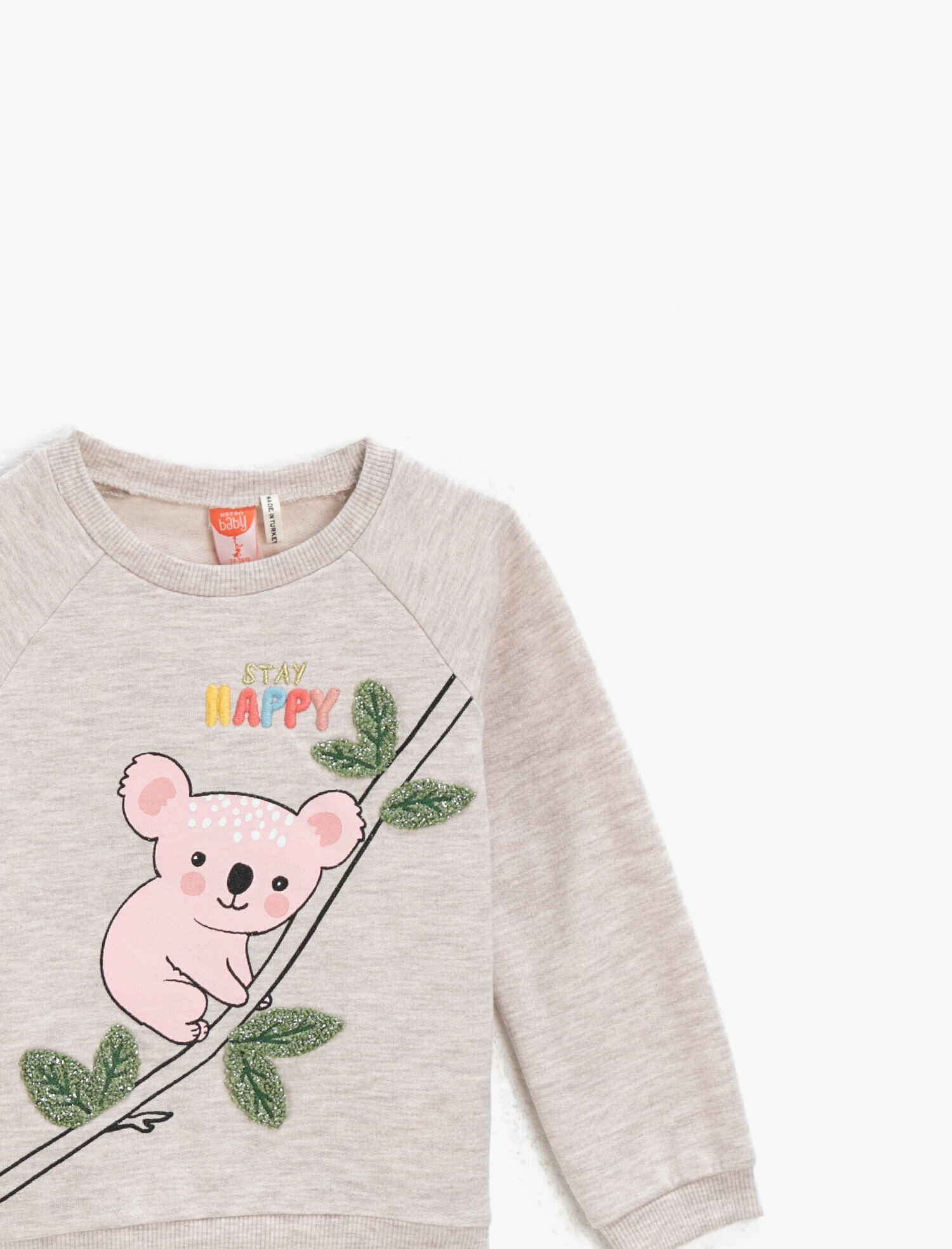 Kız Bebek Baskılı Bisiklet Yaka Sweatshirt