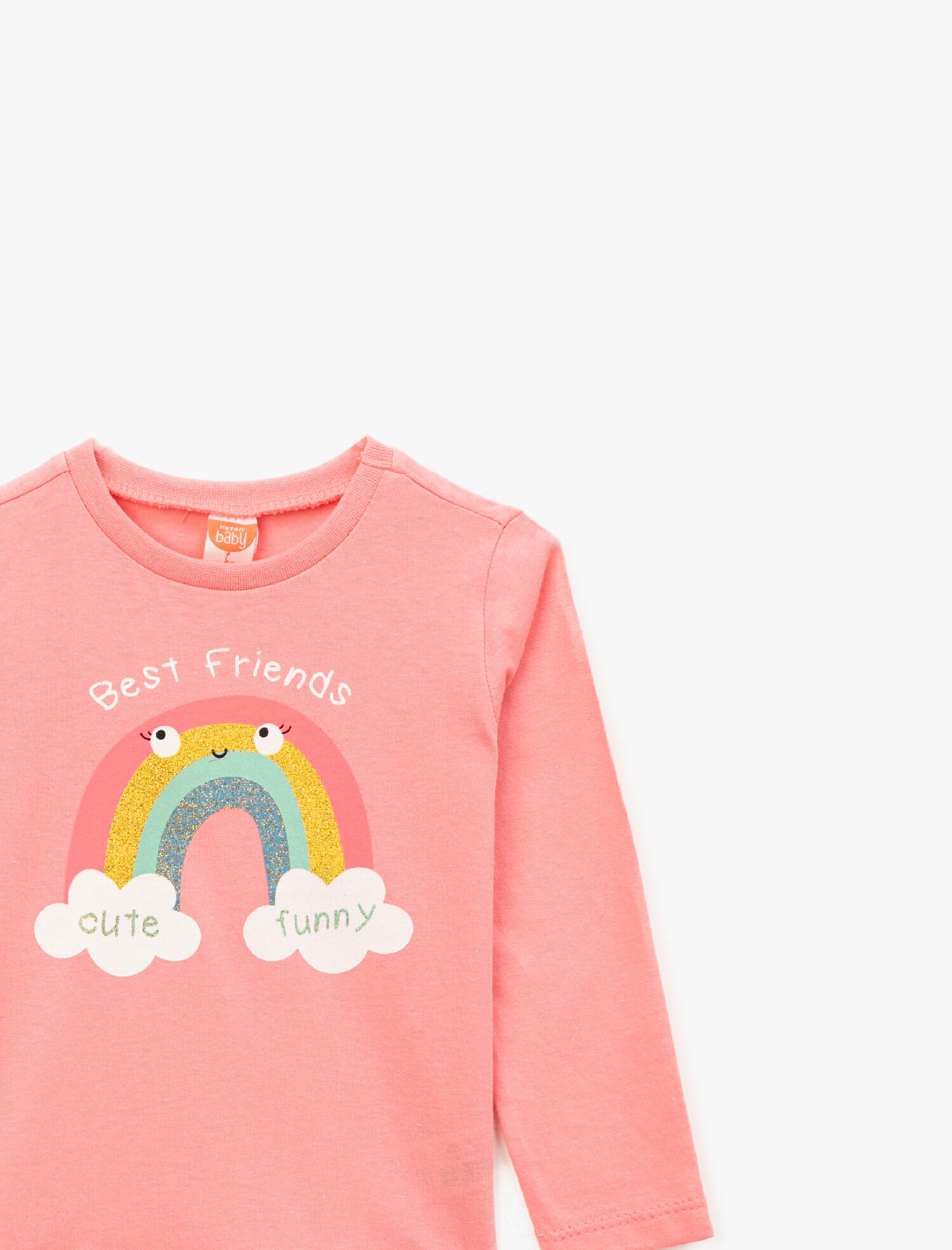  Kız Bebek Pamuklu Baskılı Bisiklet Yaka Uzun Kollu Tişört