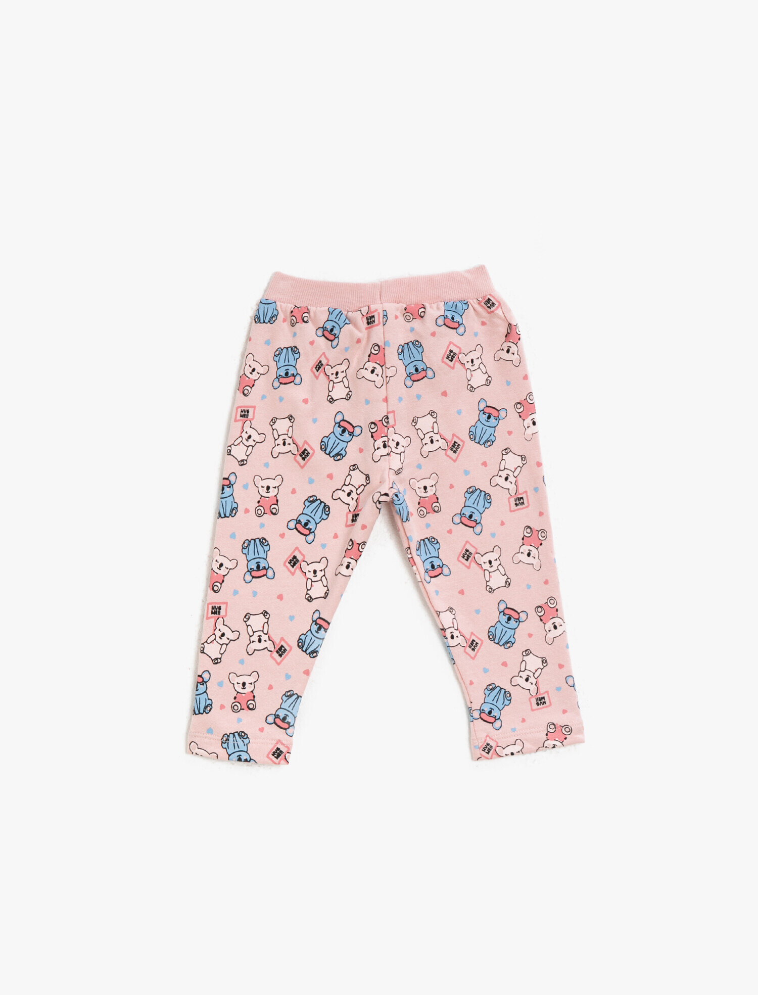  Kız Bebek Pamuklu Baskılı Normal Bel Eşofman Altı