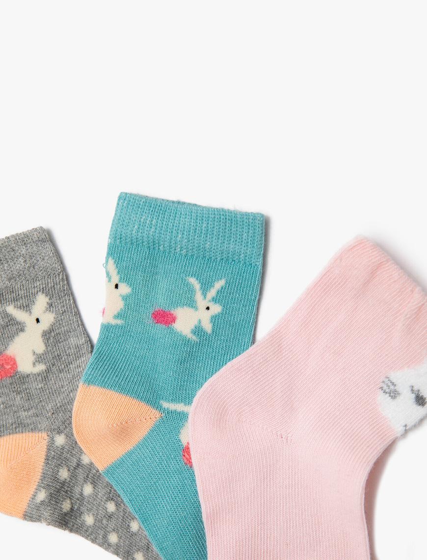  Kız Bebek Çoklu Soket Çorap Tavşan Desenli