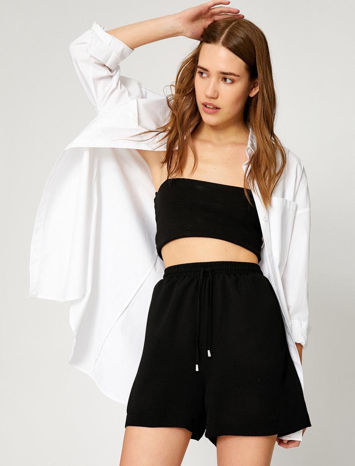  Belden Bağlamalı Şort