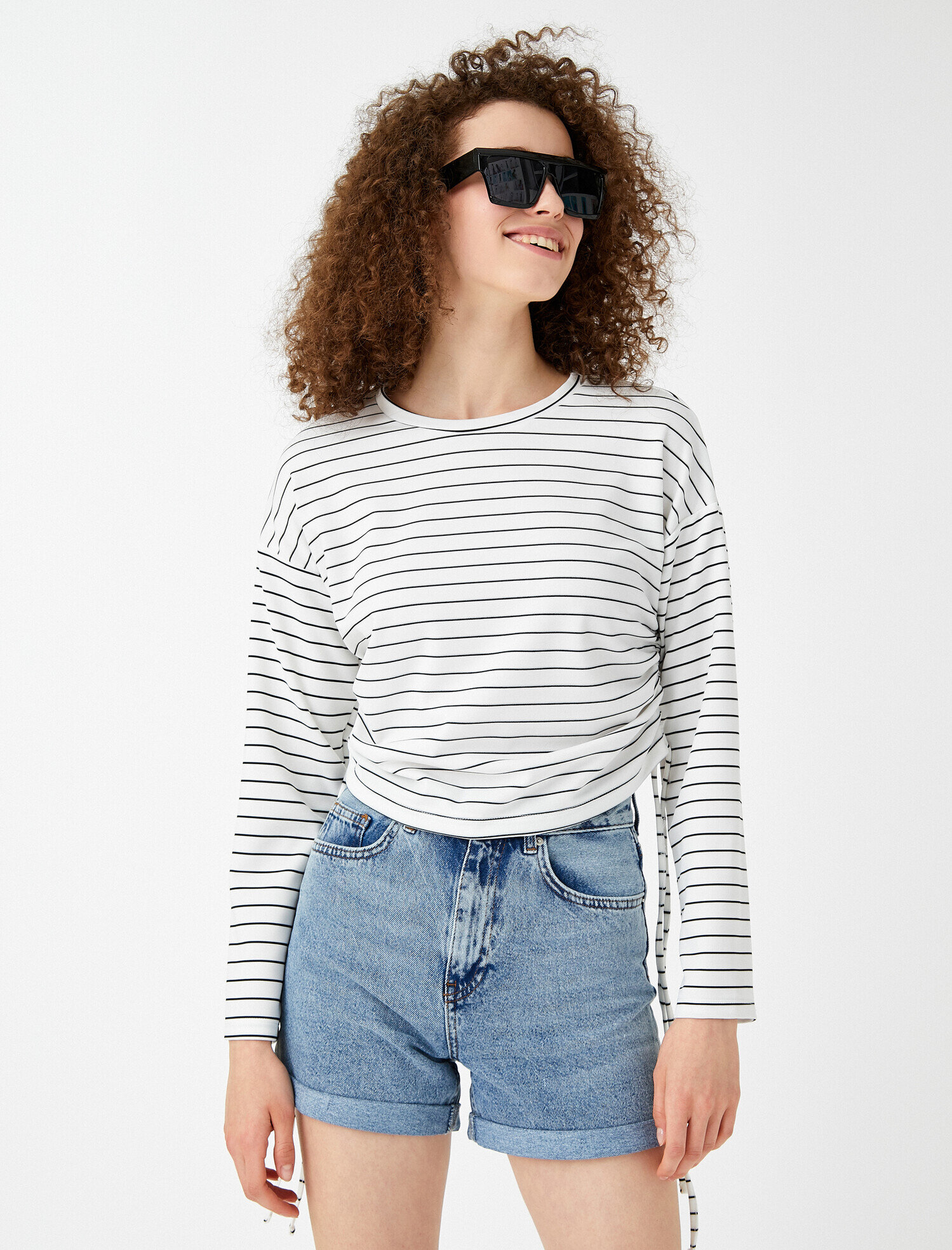   Çizgili Sweatshirt Crop