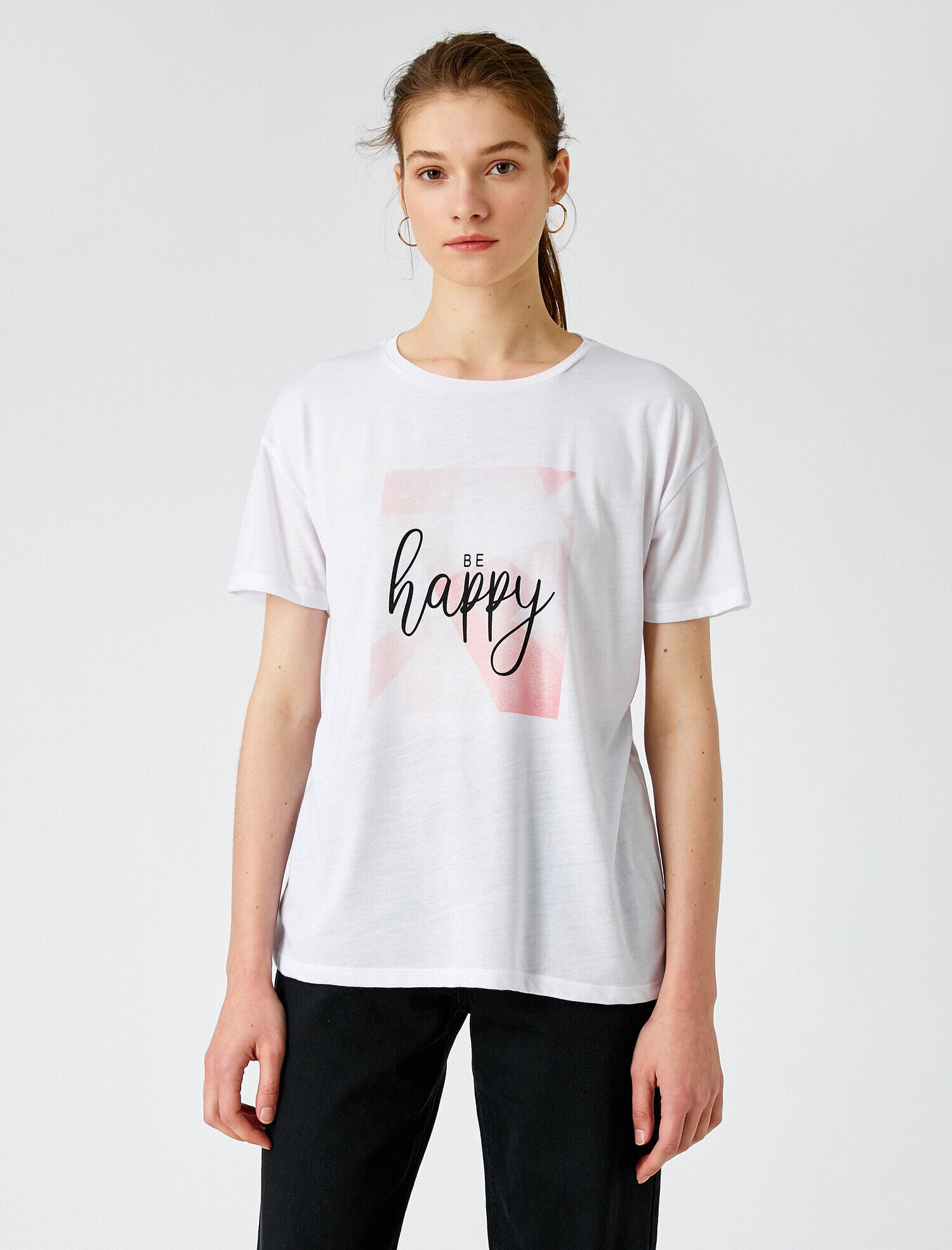   Baskılı Tişört Bisiklet Yaka