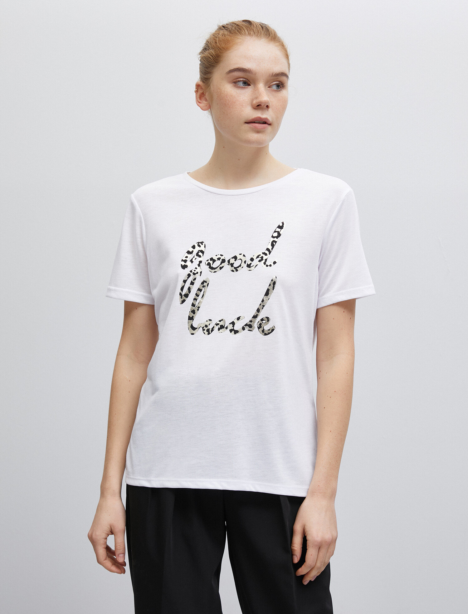   Slogan Tişört Kısa Kollu Bisiklet Yaka