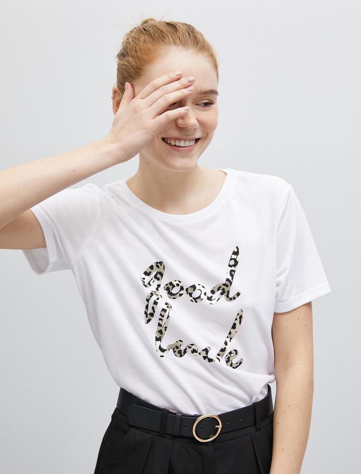  Slogan Tişört Kısa Kollu Bisiklet Yaka