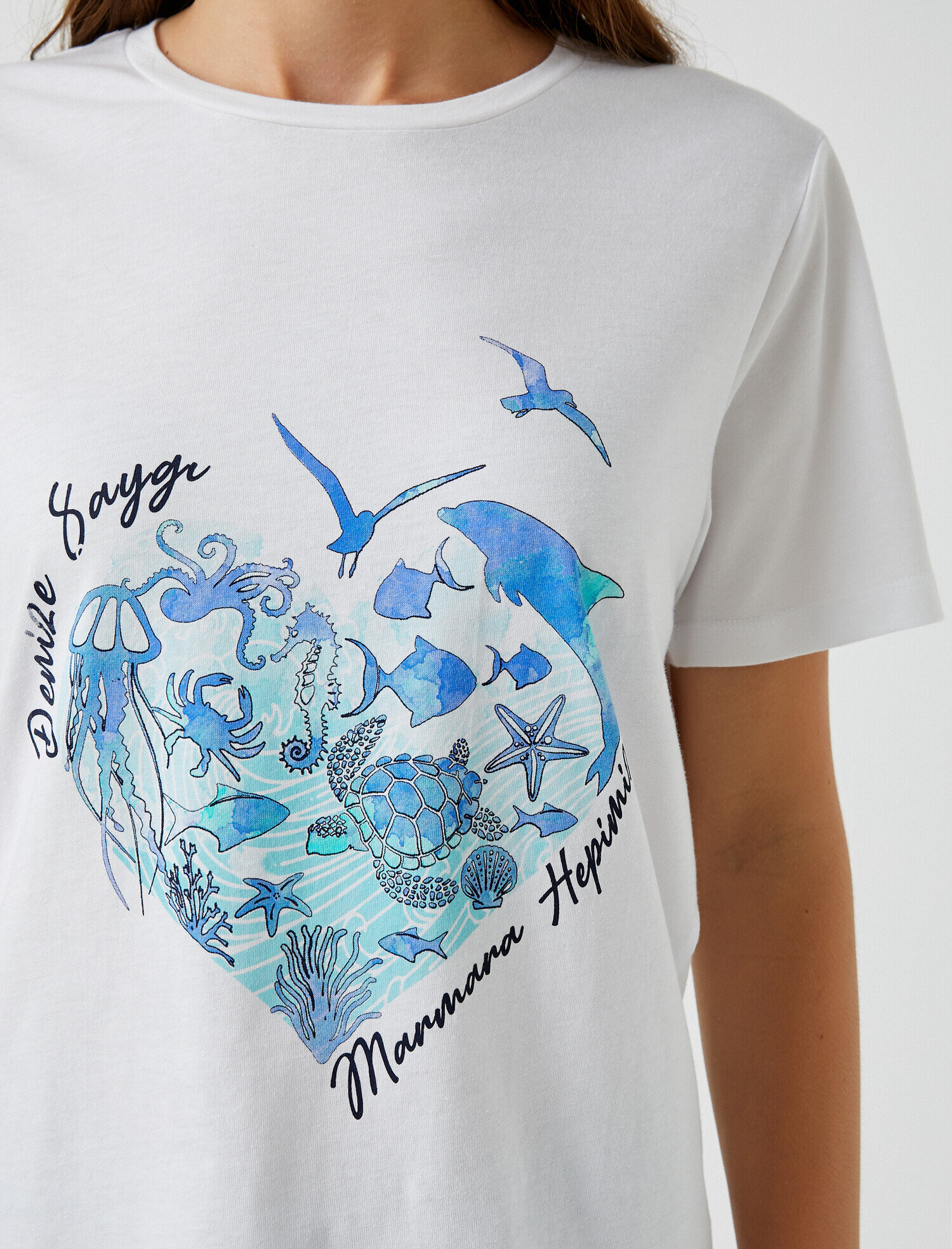   Marmara Temalı Baskılı Tişört Pamuklu