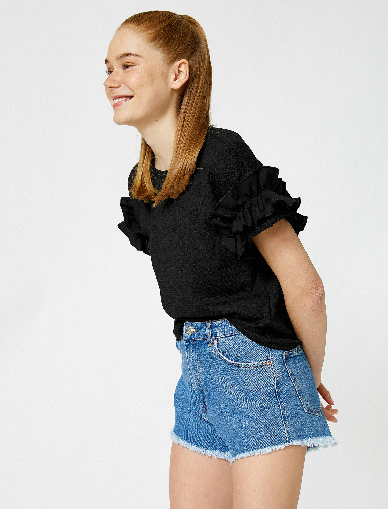   Fırfırlı Tişört Kısa Kollu