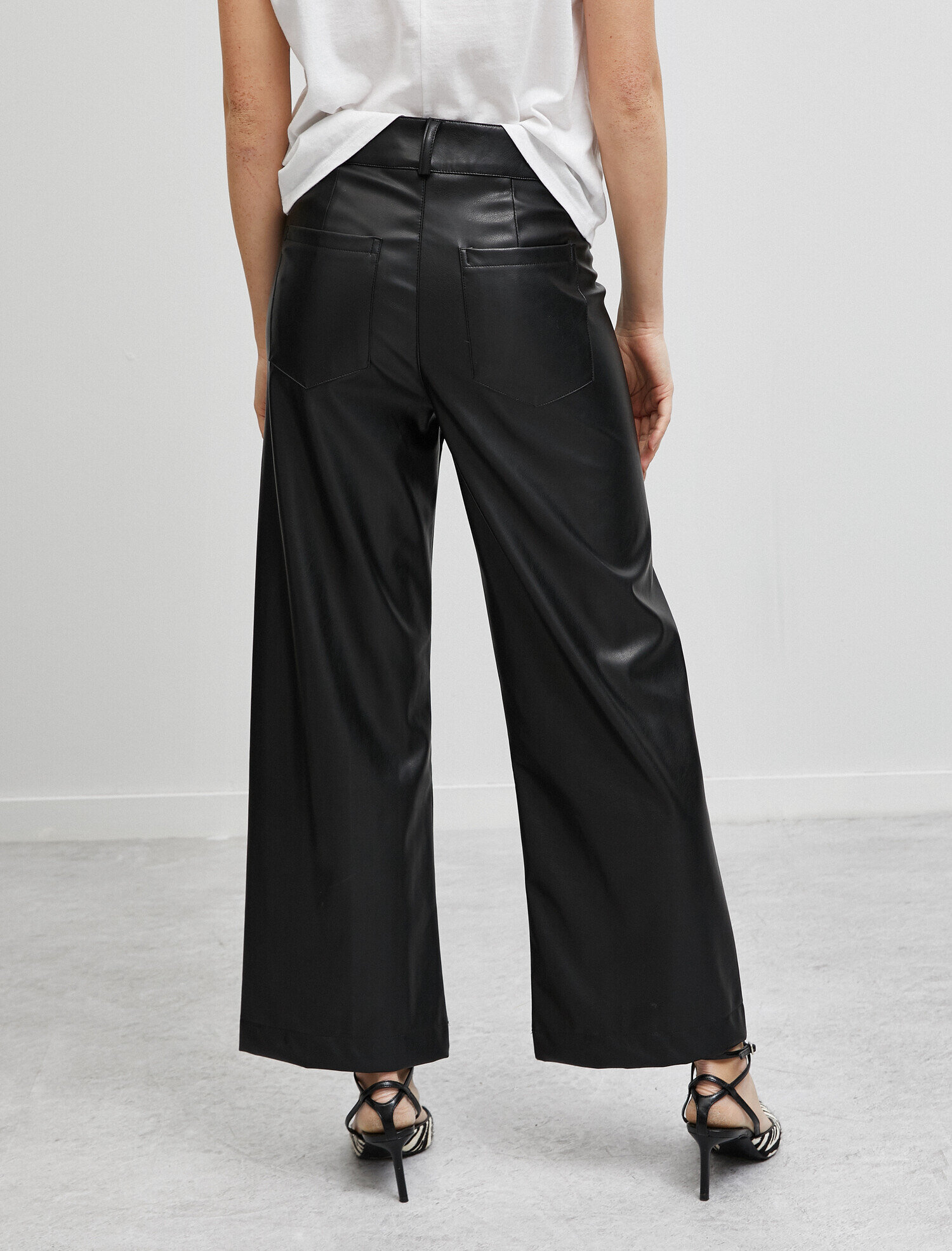   Suni Deri Geniş Paça Pantolon