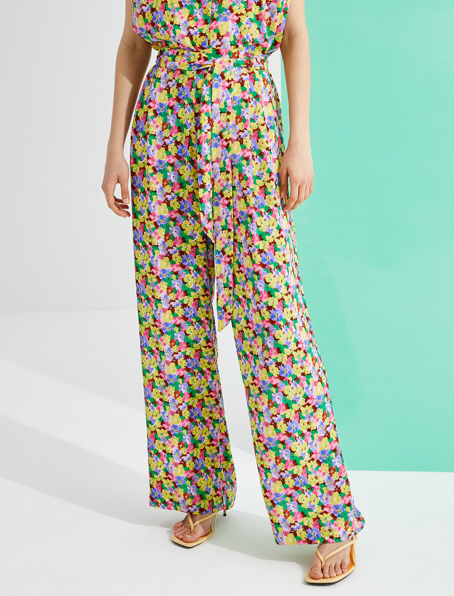   Çiçek Baskılı Bol Paça Pantolon