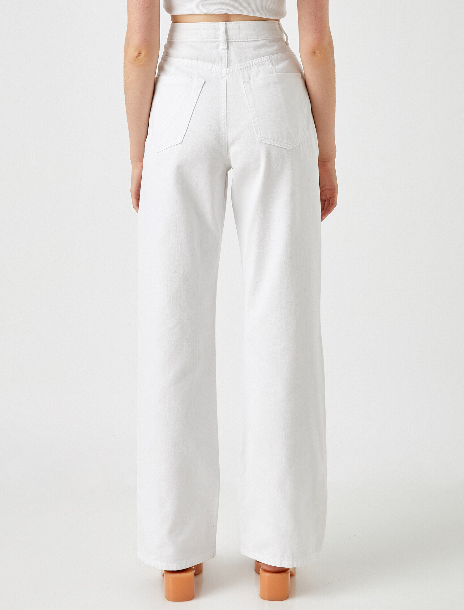   Kot Pantolon Geniş Paça Yüksek Bel Rahat Kesim