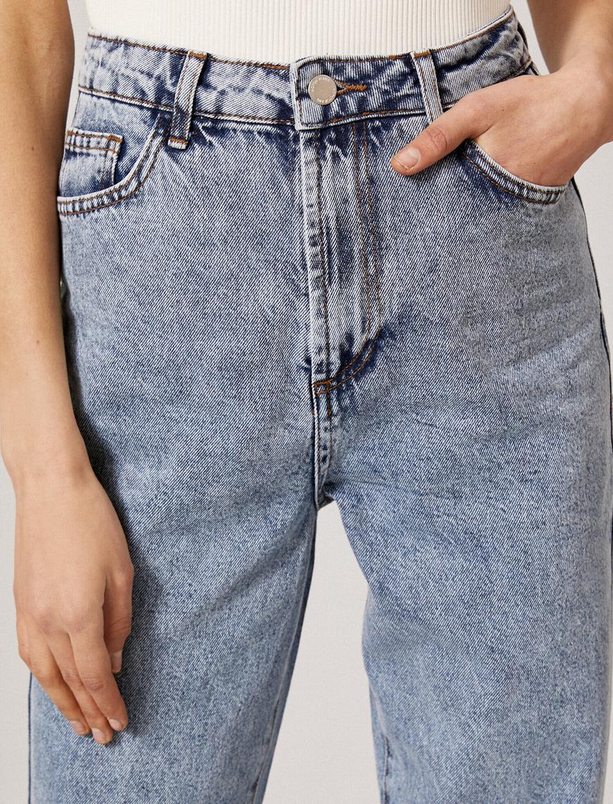   Slouchy Jean - Yüksek Bel Baldırı Bol Paçada Darlaşan Salaş Kesim Pamuklu Pantolon