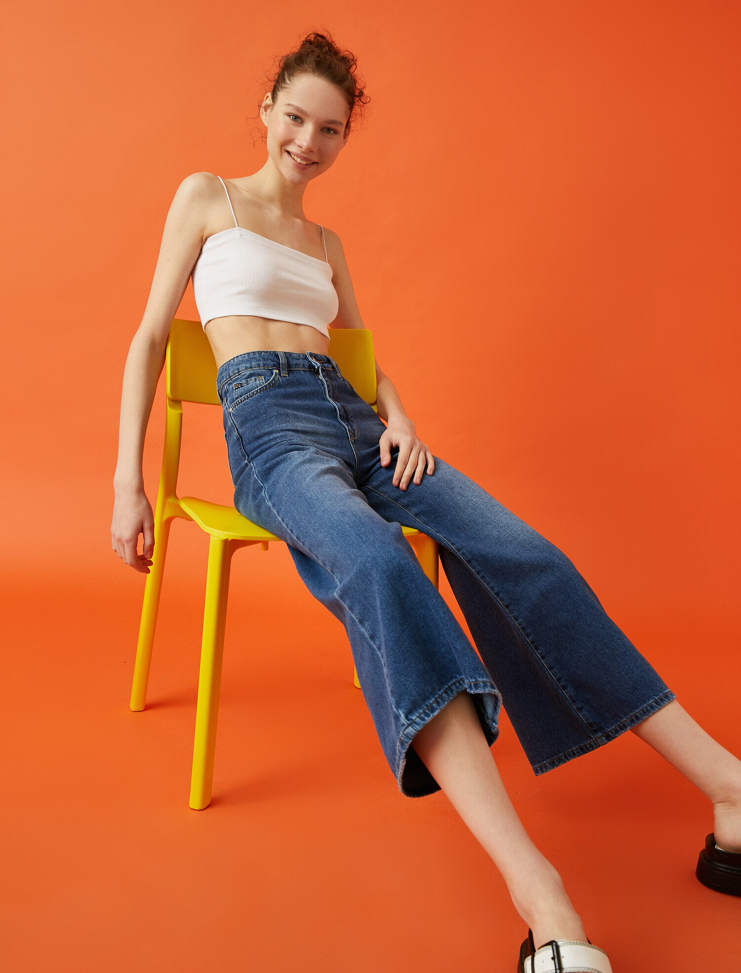   Bianca Jean Yüksek Bel Rahat Kesim Genis Paça Pantolon Culotte