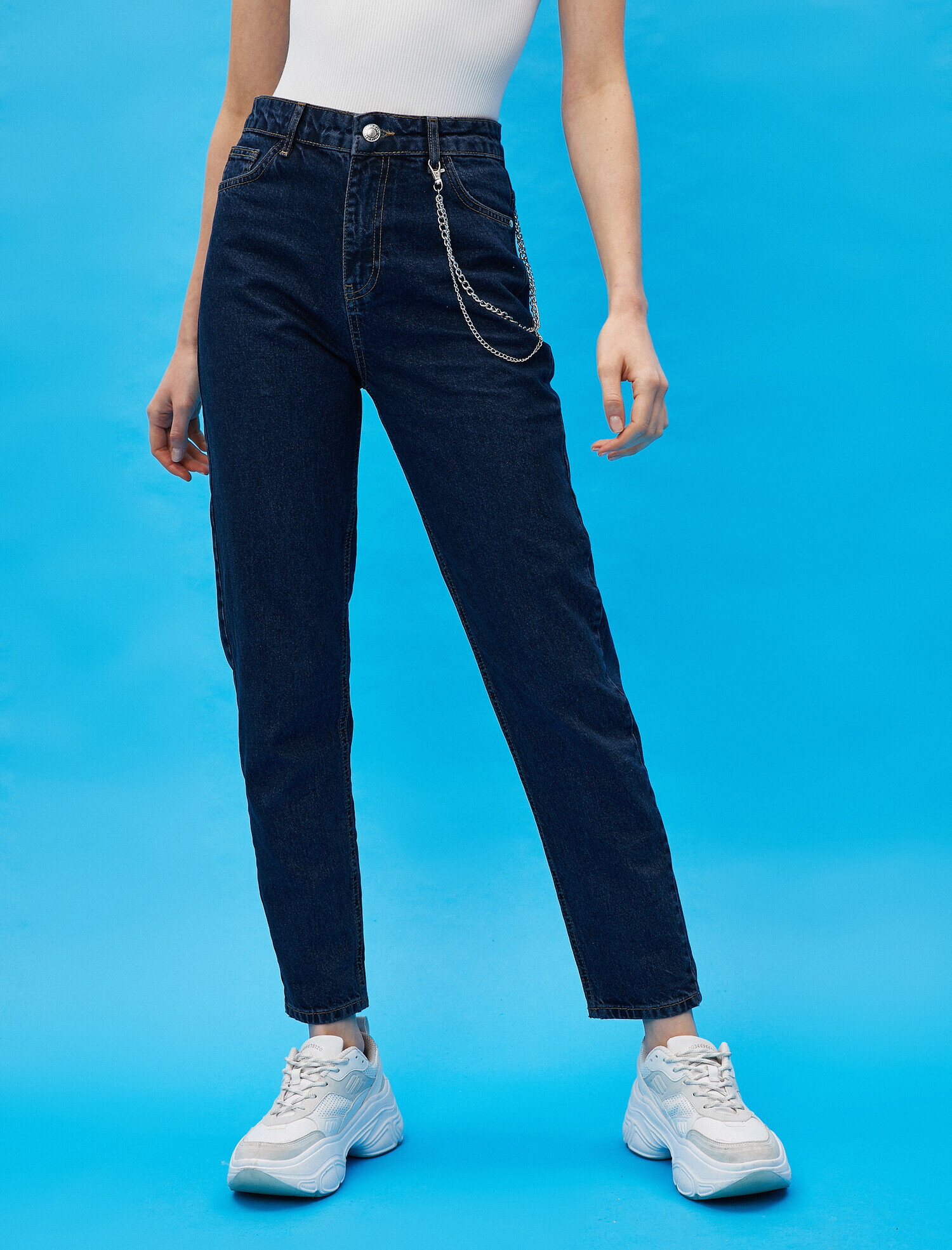   Mom Jean - Pamuklu Normal Bel Dar Kesim Dar Paça Pantolon