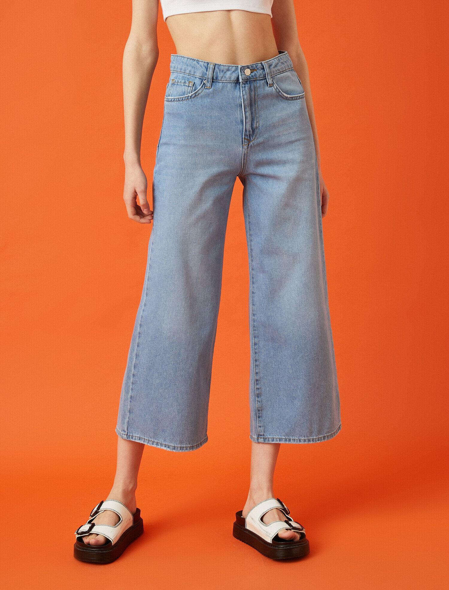   Bianca Jean Yüksek Bel Rahat Kesim Genis Paça Pantolon Culotte