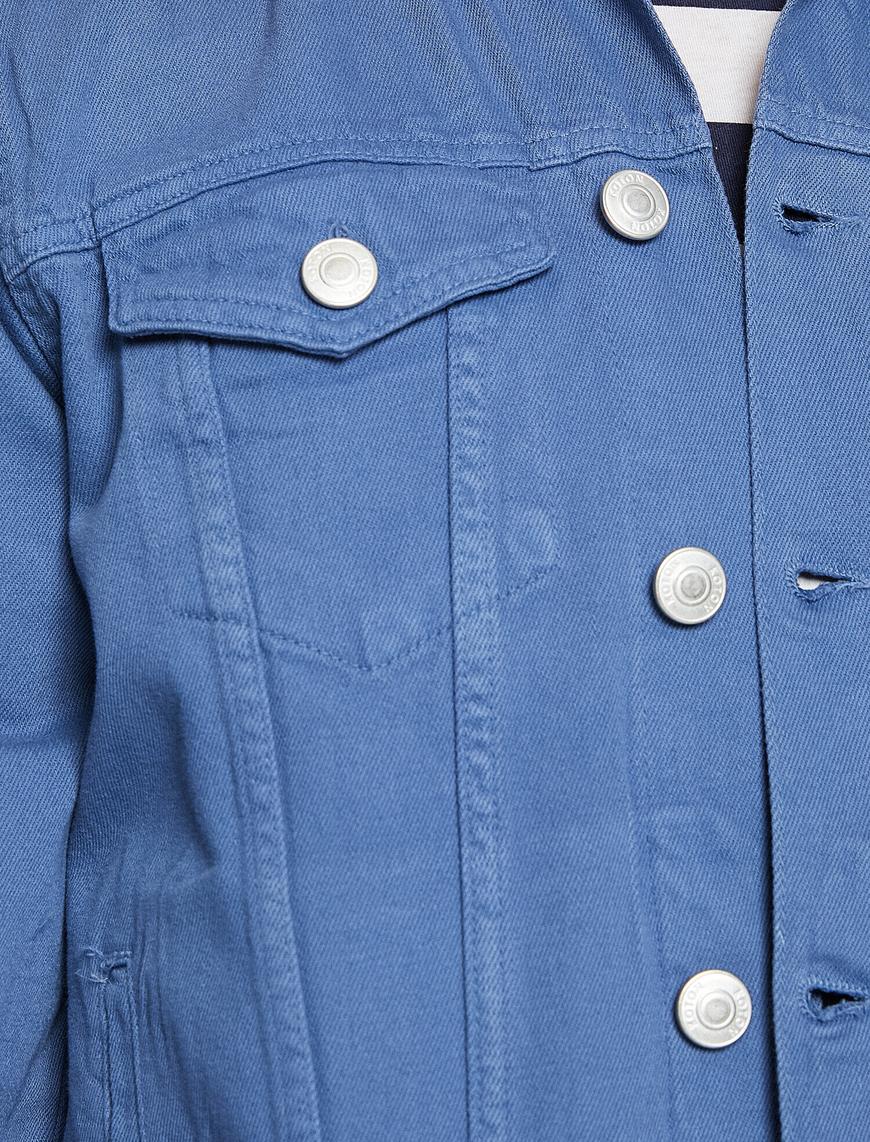   Düğme Detaylı Jean Ceket
