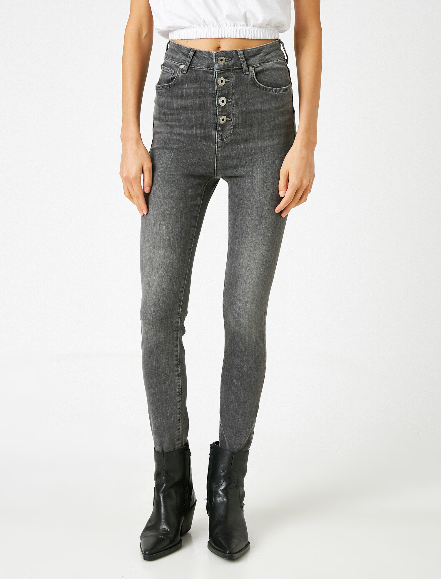   Cotton High Waist Skinny Jeans