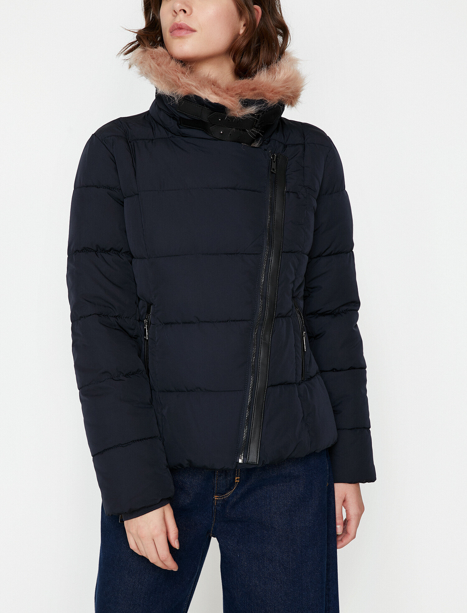   Suni Kürk Detaylı Şişme Mont