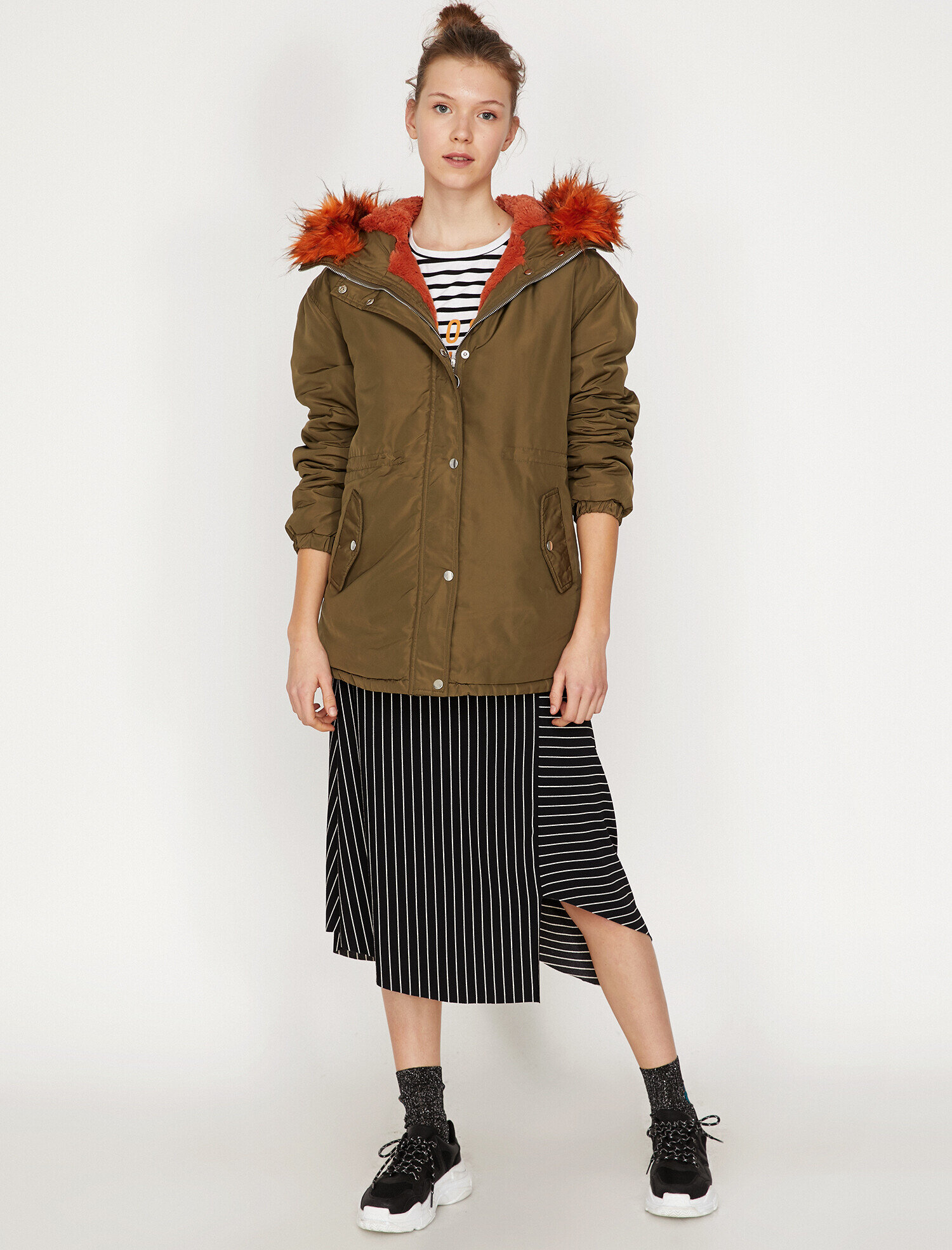   Suni Kürk Kapüşonlu Parka