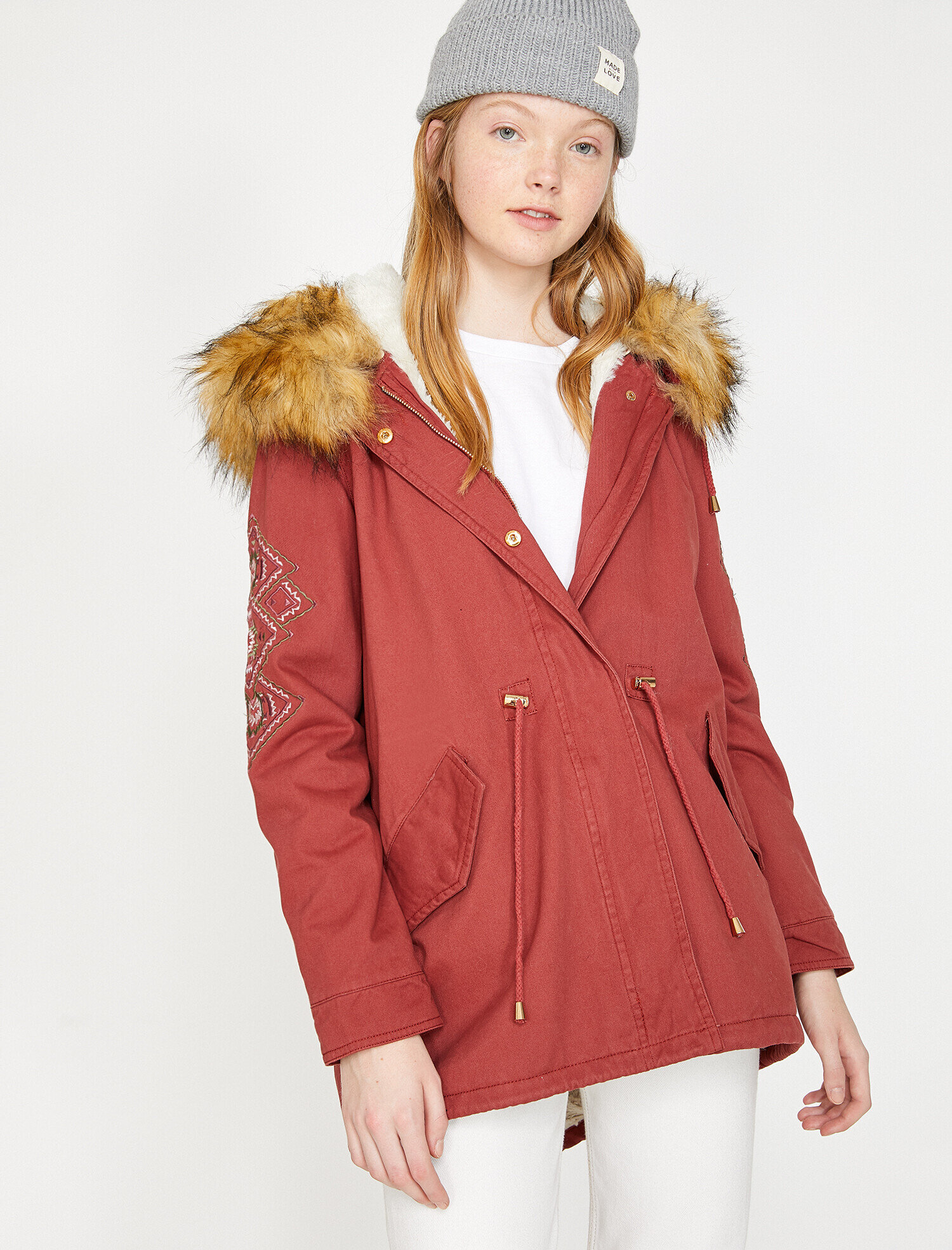   Suni Kürk Kapüşonlu Parka