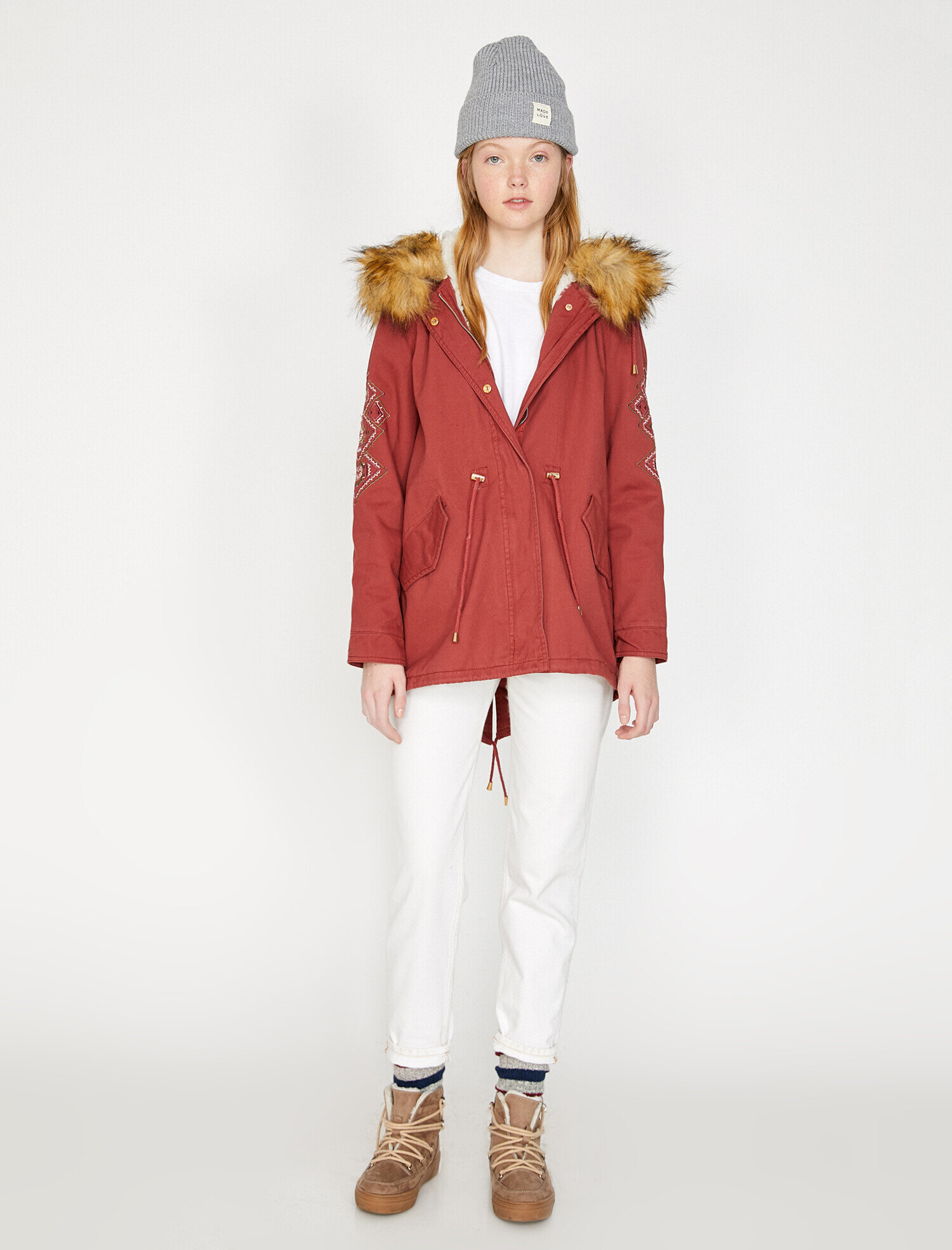   Suni Kürk Kapüşonlu Parka