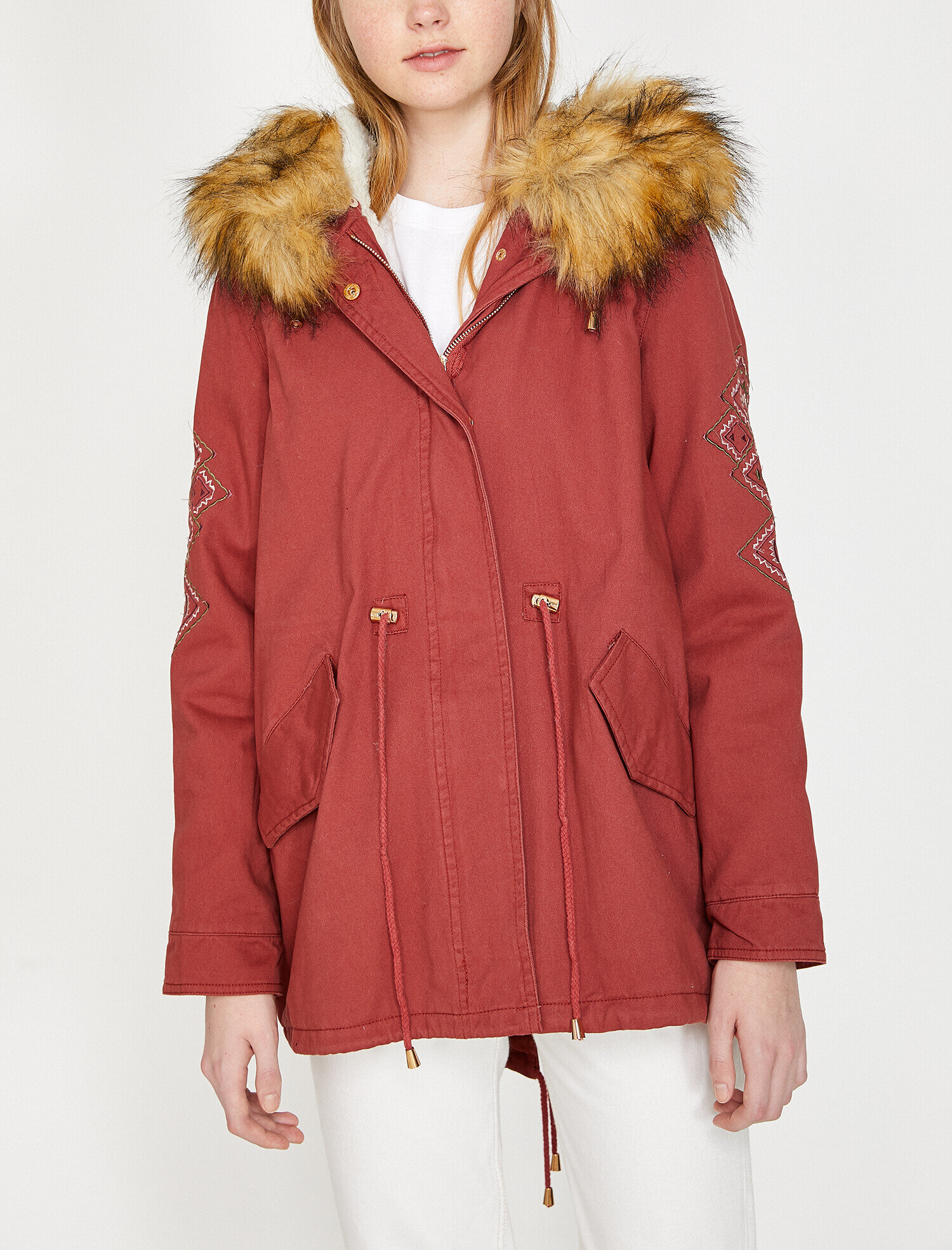   Suni Kürk Kapüşonlu Parka