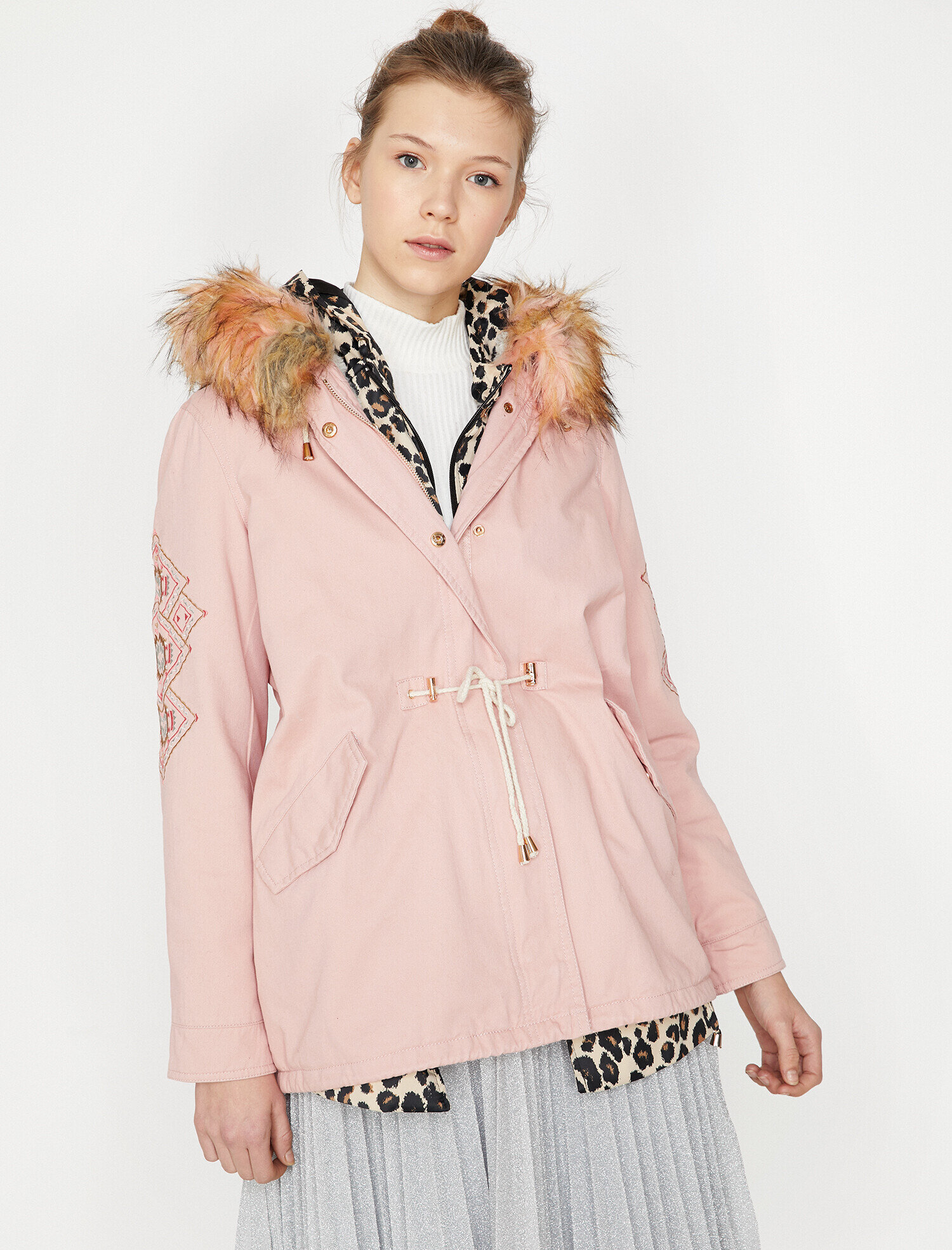   Suni Kürk Kapüşonlu Parka