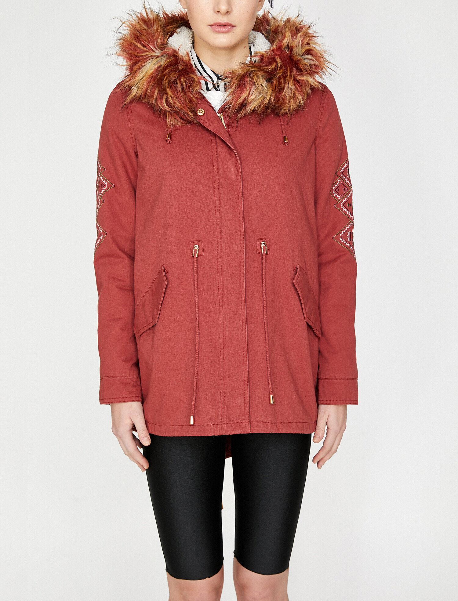 Suni Kürk Kapüşonlu Parka