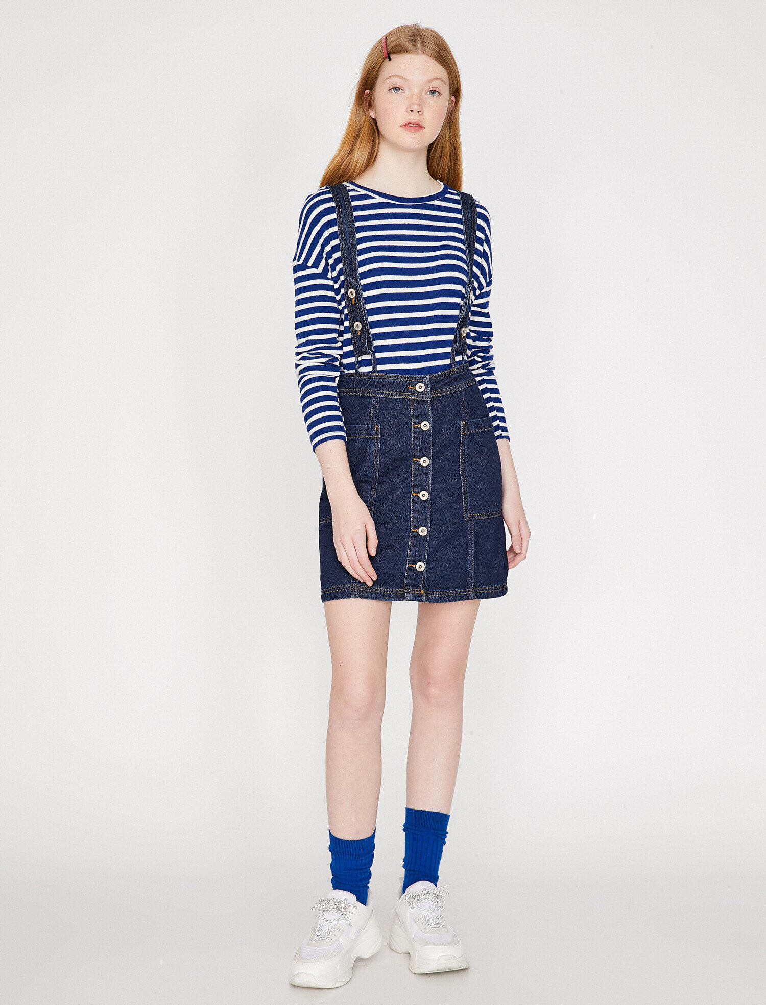   Askılı Jean Elbise