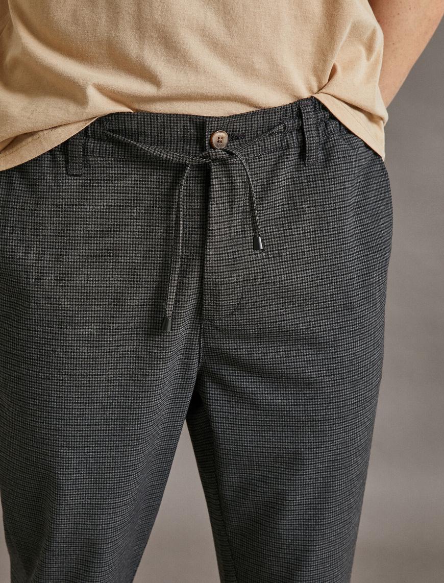   Tapared Fit Pantolon Cepli Pamuklu Belden Bağlamalı