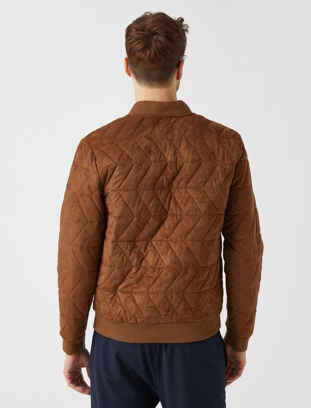   Bomber Yaka Kapitone Süet Mont