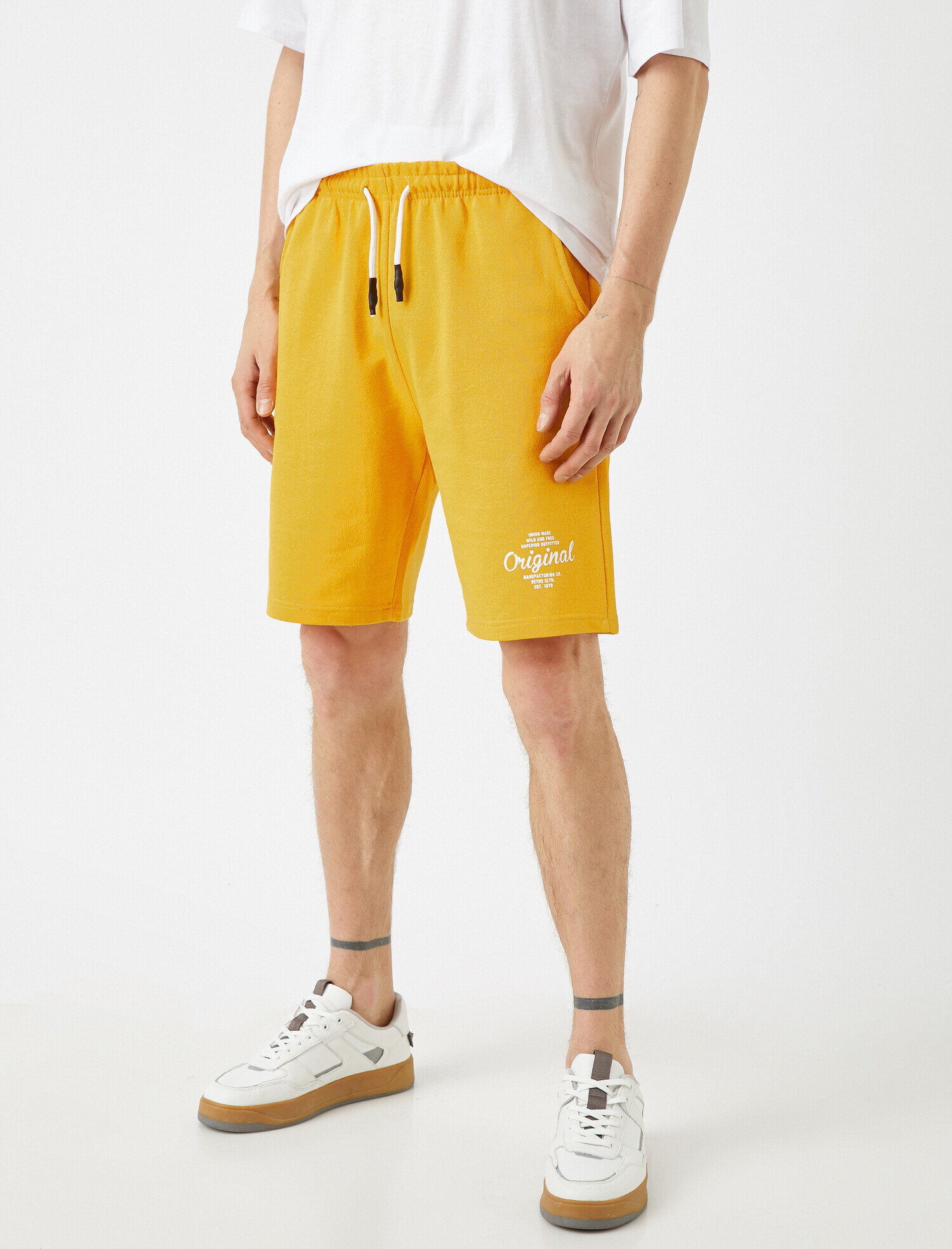   Yazılı Bermuda Şort Pamuklu Cepli