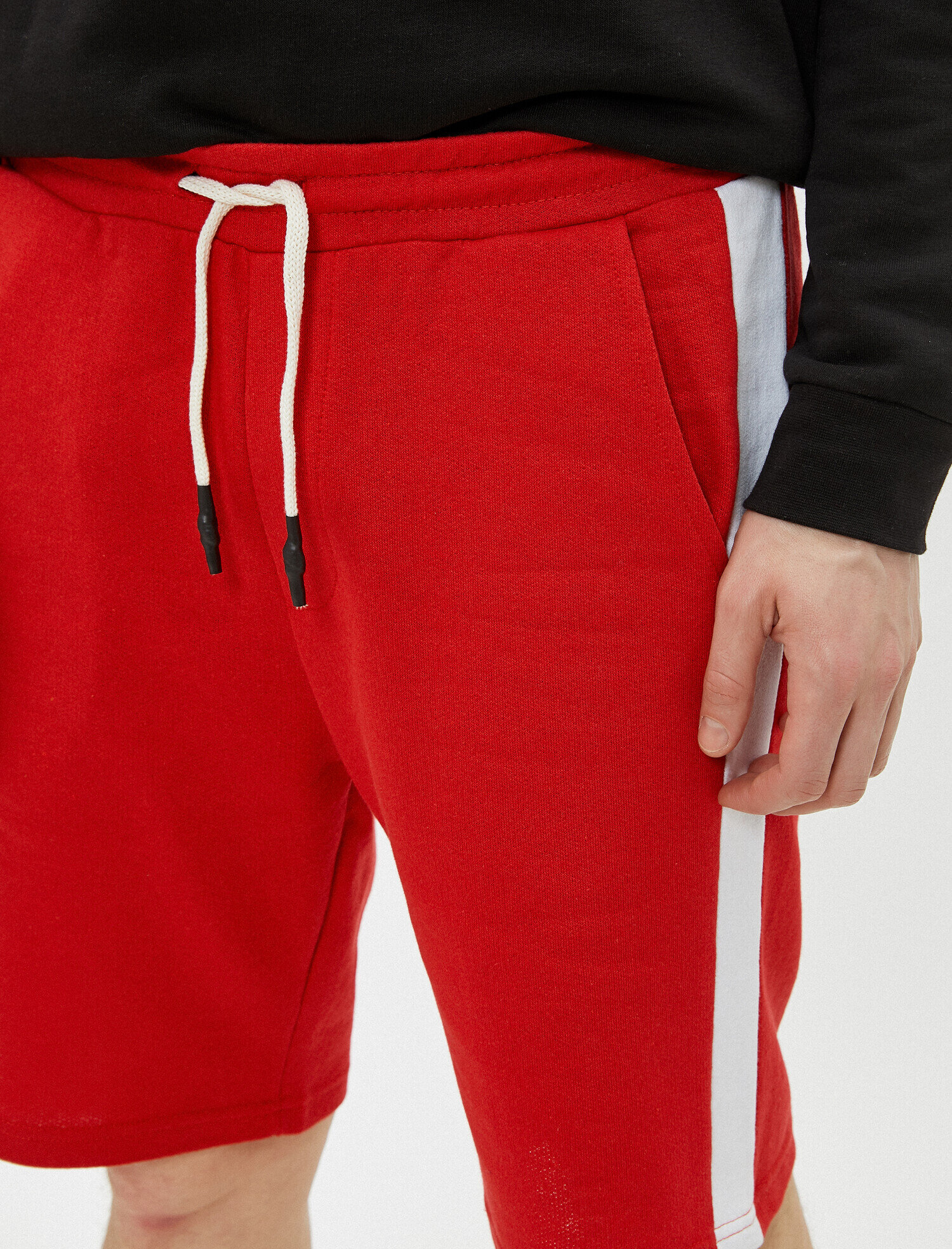   Cepli Şort Şeritli Beli Bağcıklı Pamuklu