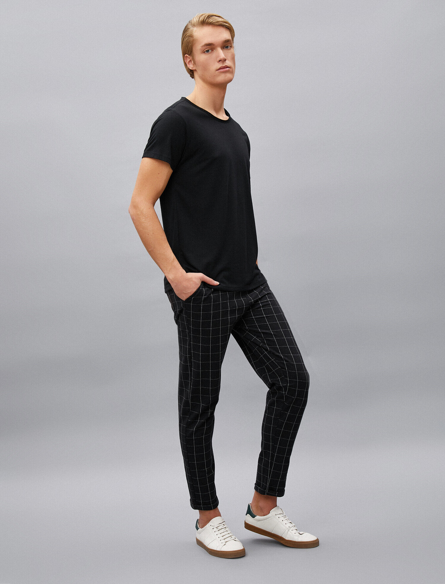   Kareli Beli Bağlamalı Eşofman Altı