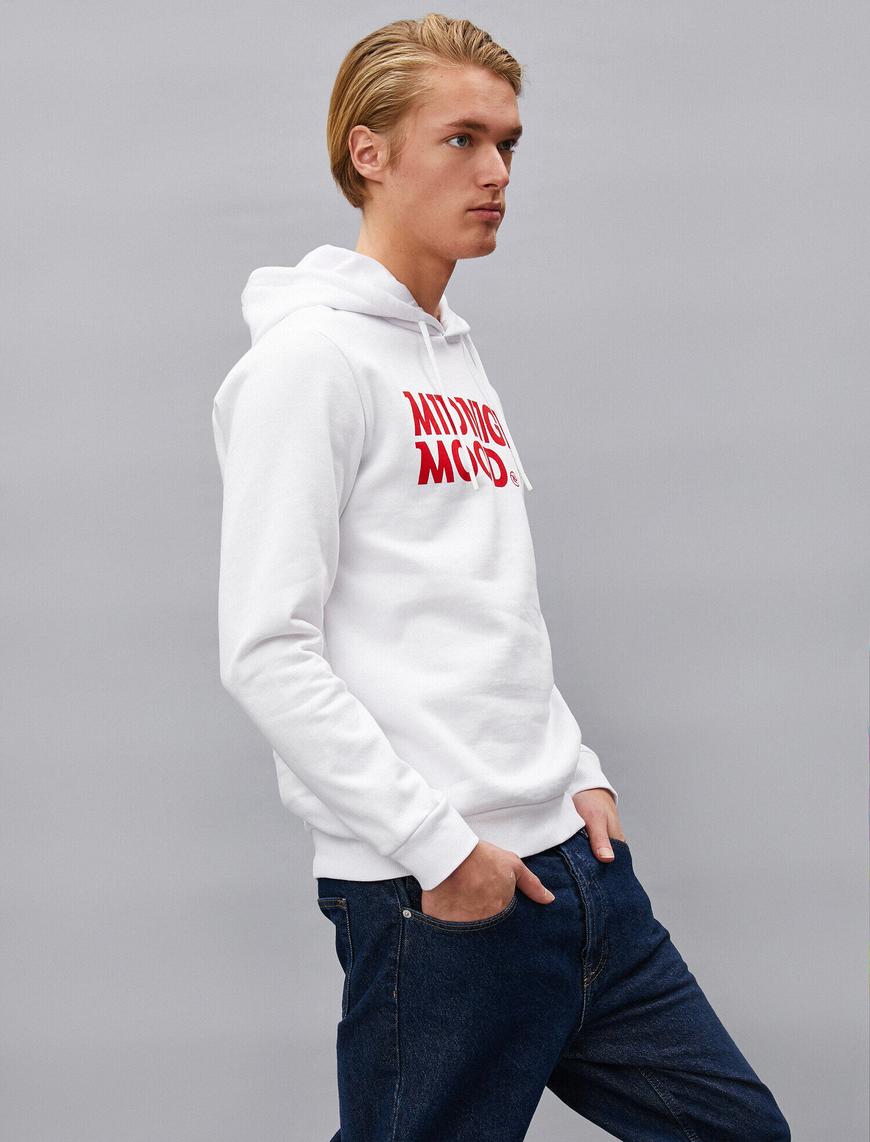   Kapüşonlu Yazılı Baskılı Uzun Kollu Sweatshirt