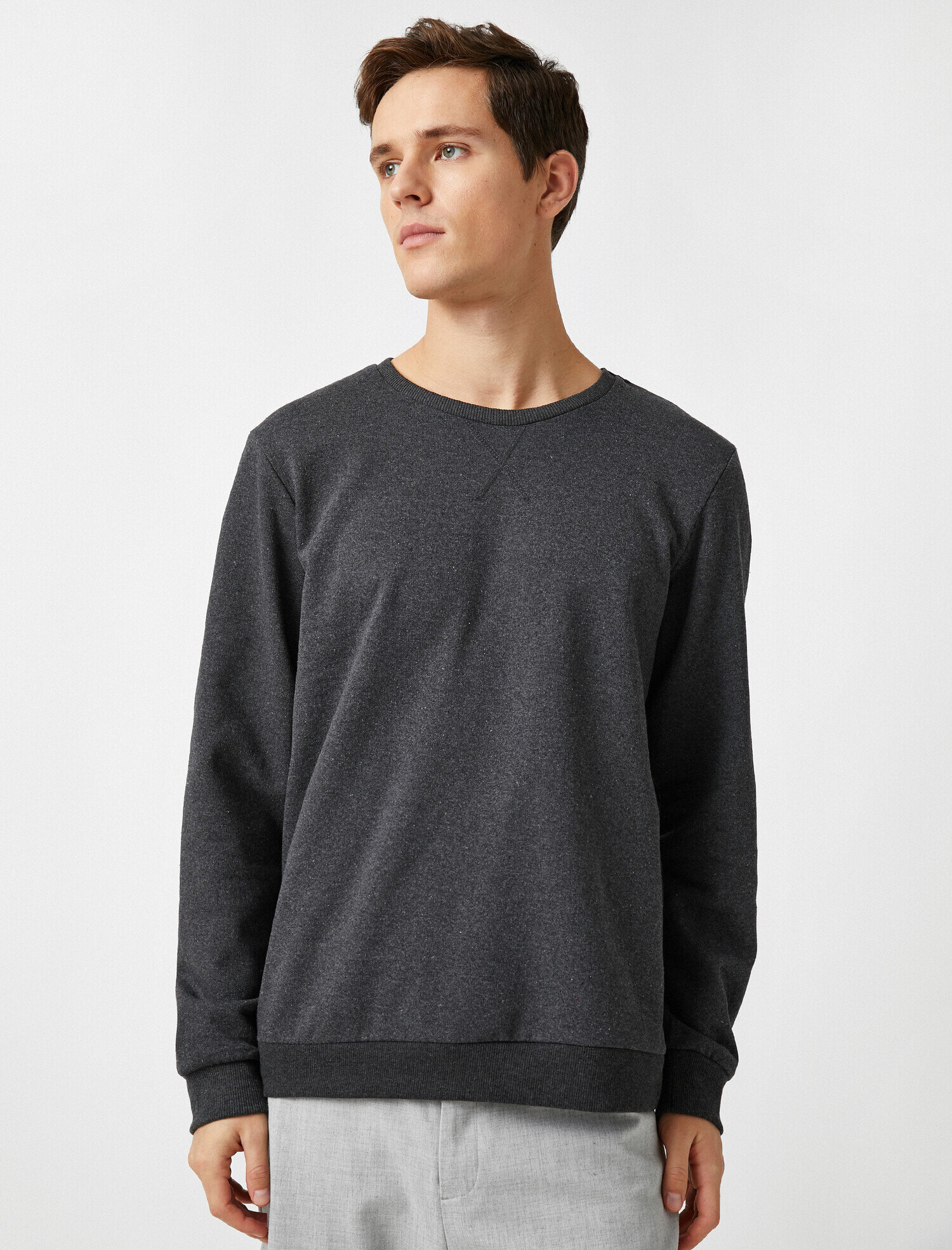   Bisiklet Yaka Basic Sweatshirt