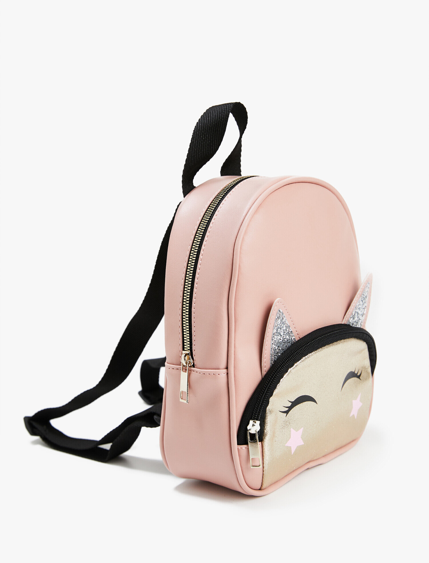  Kız Çocuk Simli Sırt Çantası Deri Görünümlü