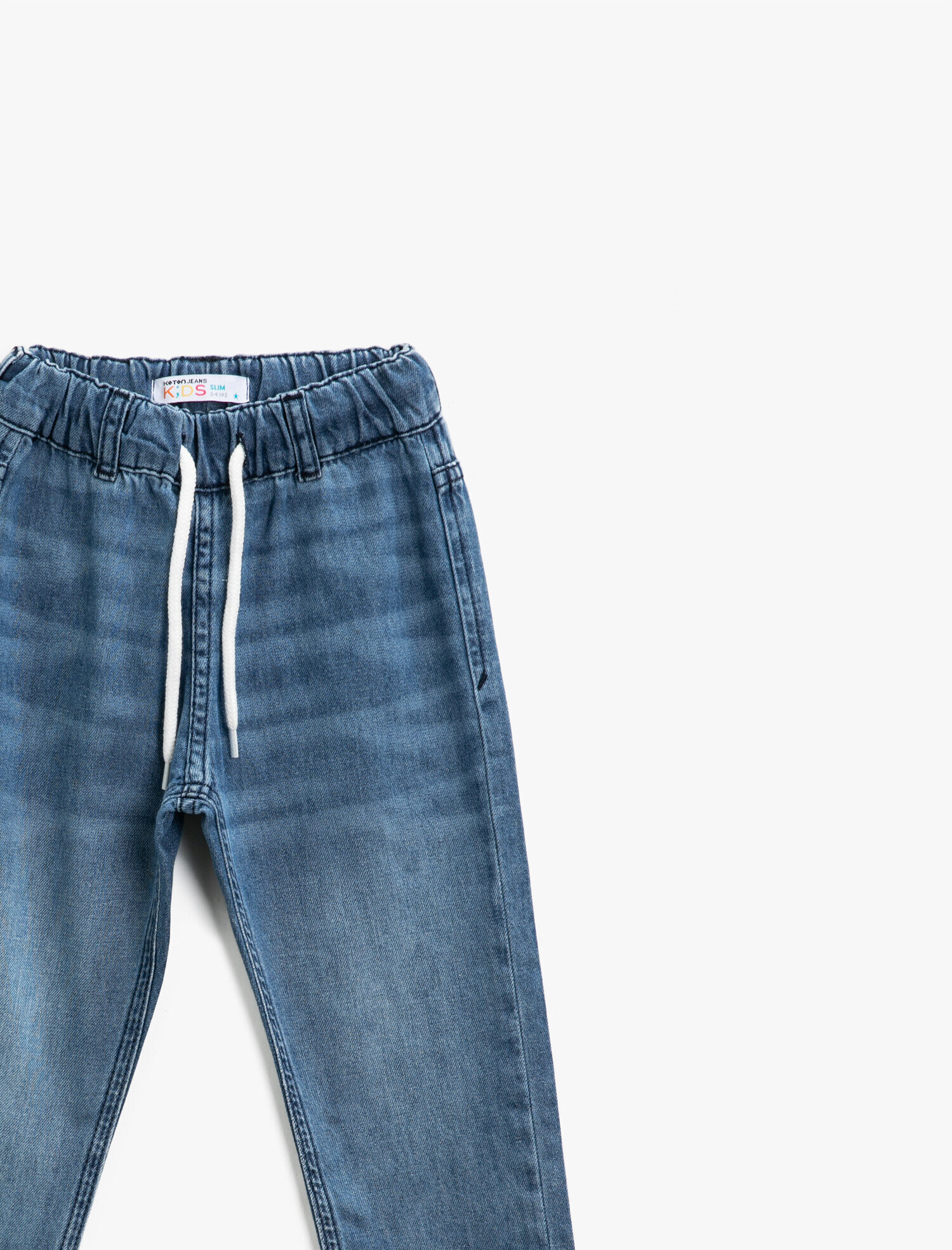  Erkek Çocuk Kot Pantolon Beli Lastikli Pamuklu Cepli - Regular Jean