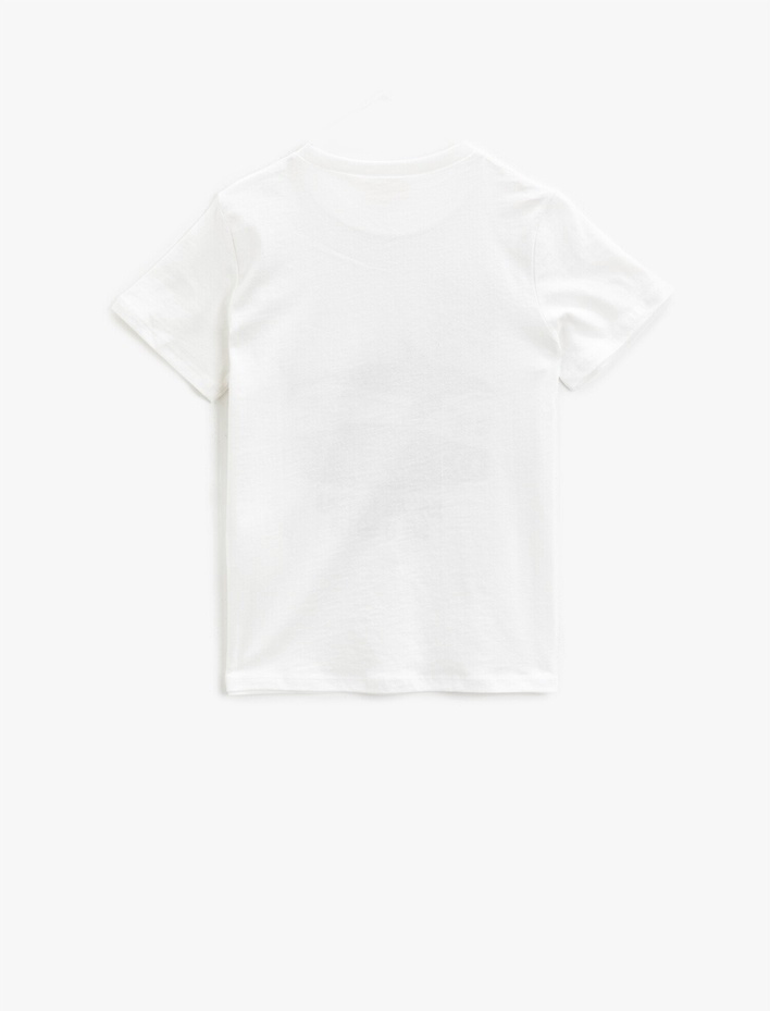 Erkek Çocuk Baskılı Tişört Pamuklu Kısa Kollu Bisiklet Yaka