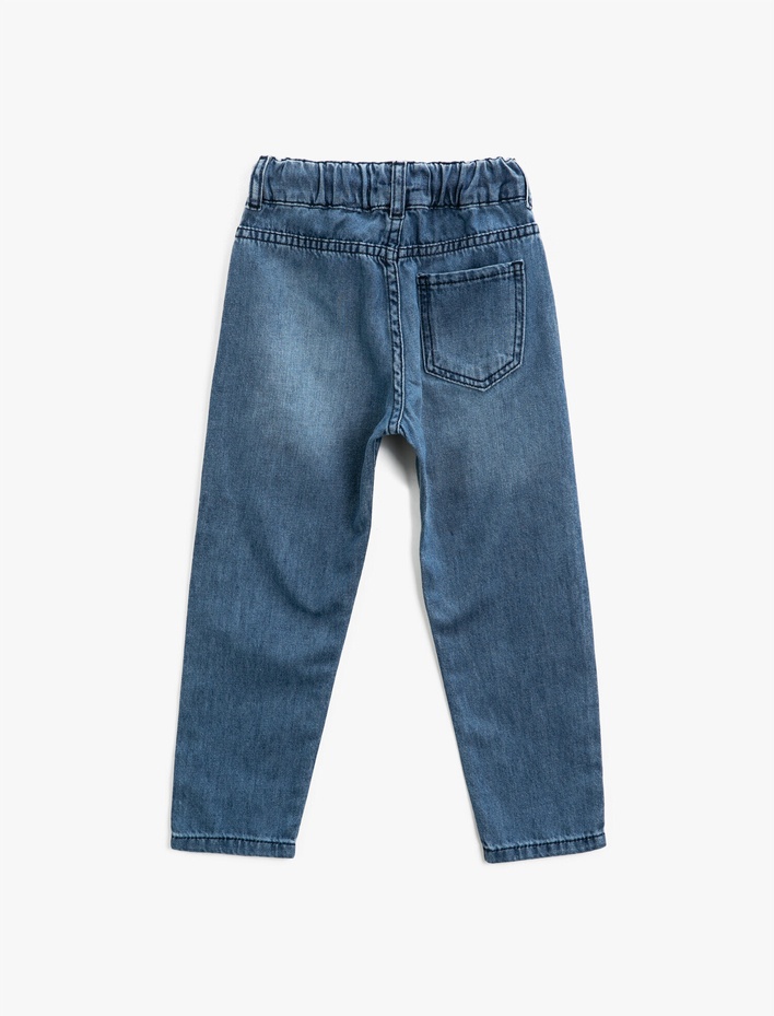 Erkek Çocuk Kot Pantolon Beli Lastikli Pamuklu Cepli - Regular Jean