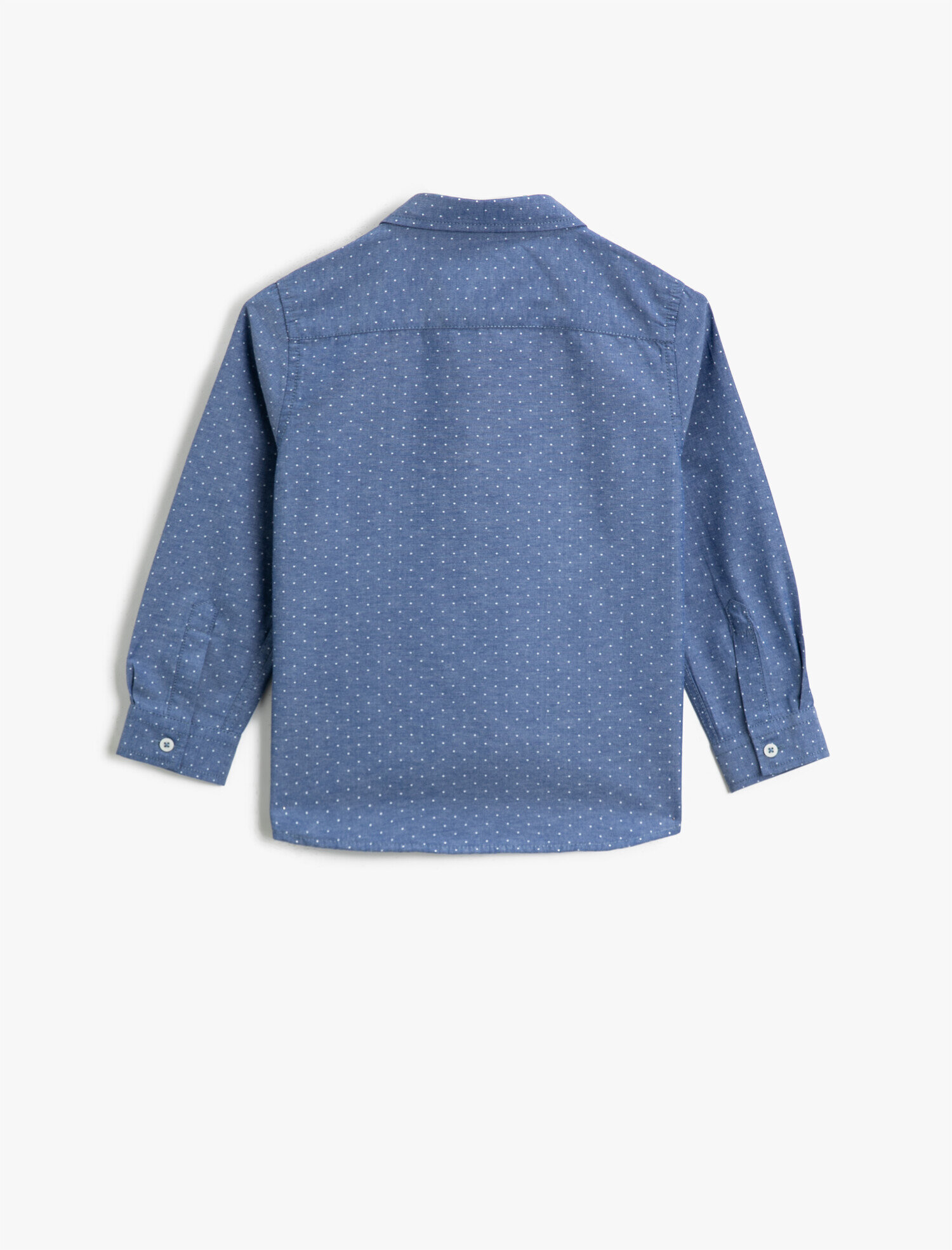  Erkek Çocuk Puantiyeli Klasik Yaka Uzun Kollu Pamuklu Gömlek