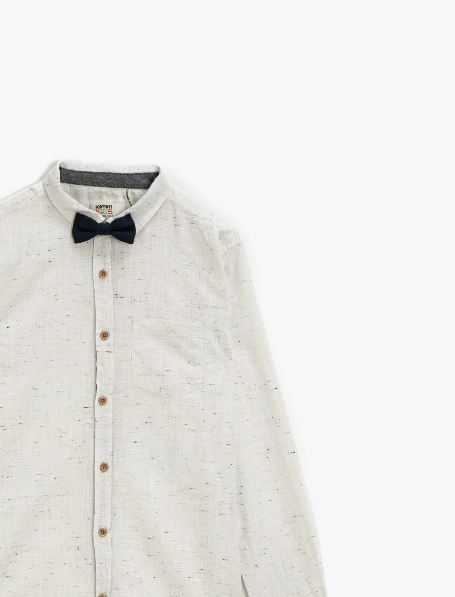  Erkek Çocuk Pamuklu Papyonlu Uzun Kollu Gömlek