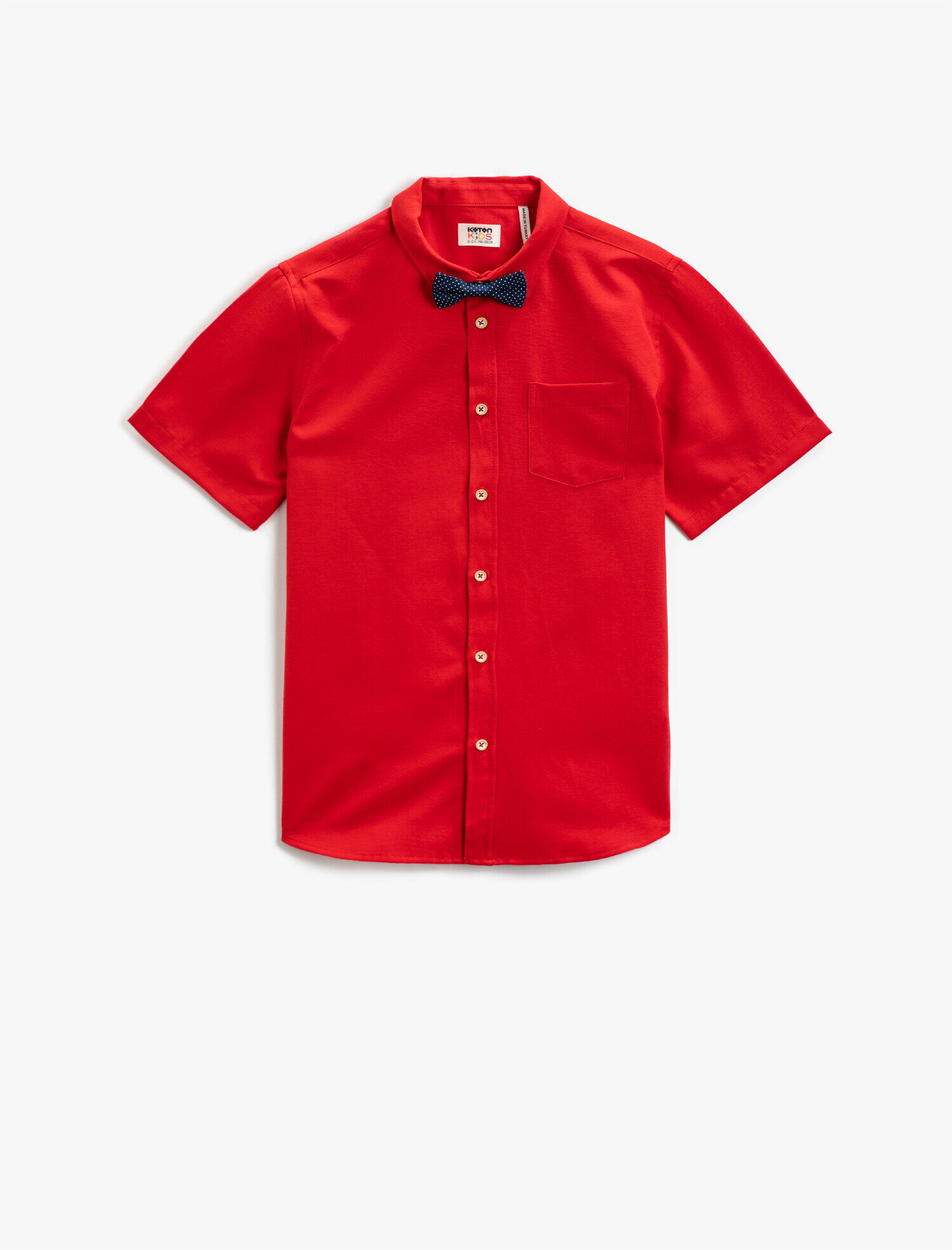  Erkek Çocuk Kısa Kollu Gömlek Klasik Yaka Pamuklu Papyonlu