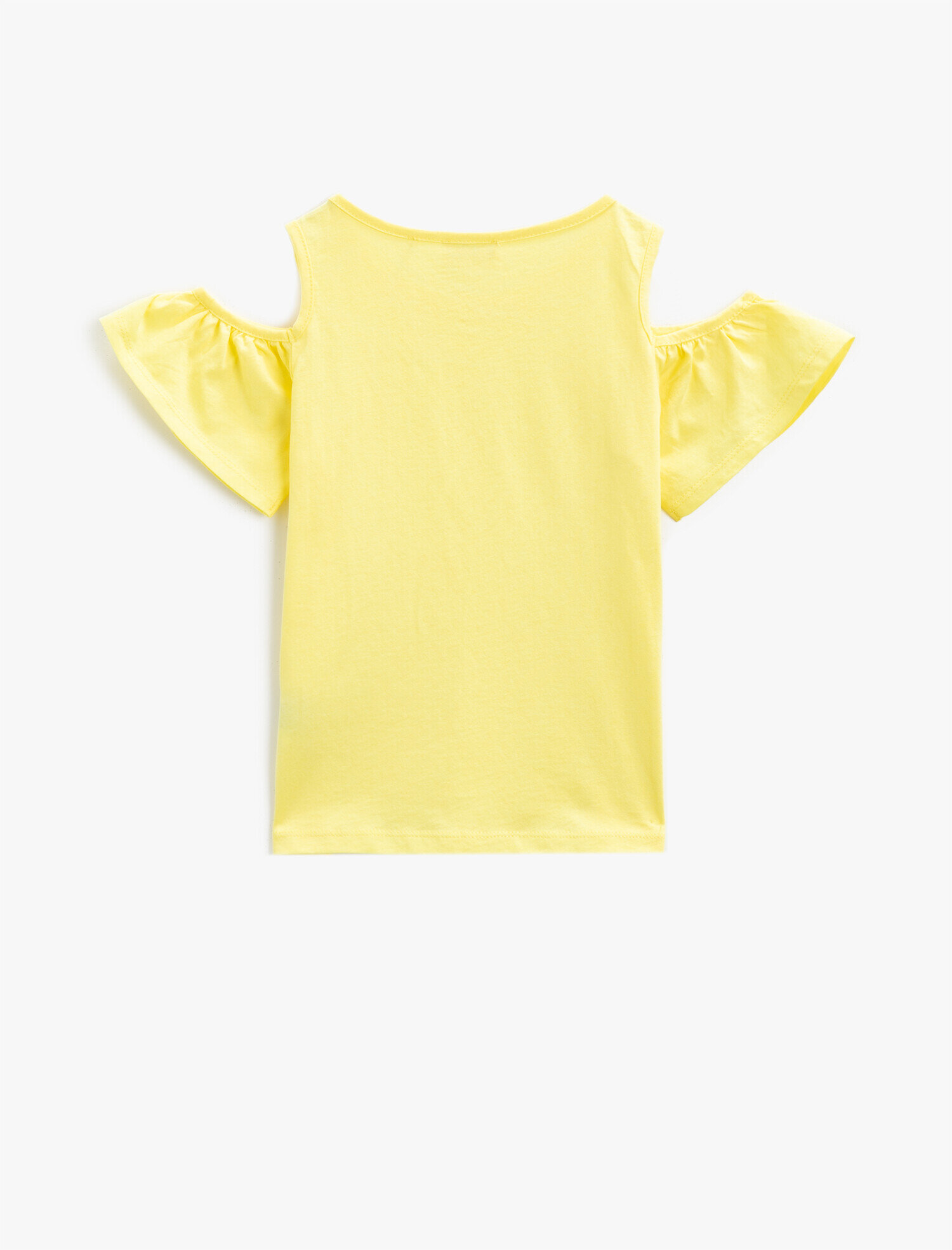  Kız Çocuk Bisiklet Yaka Tişört Omuz Detaylı Pamuklu