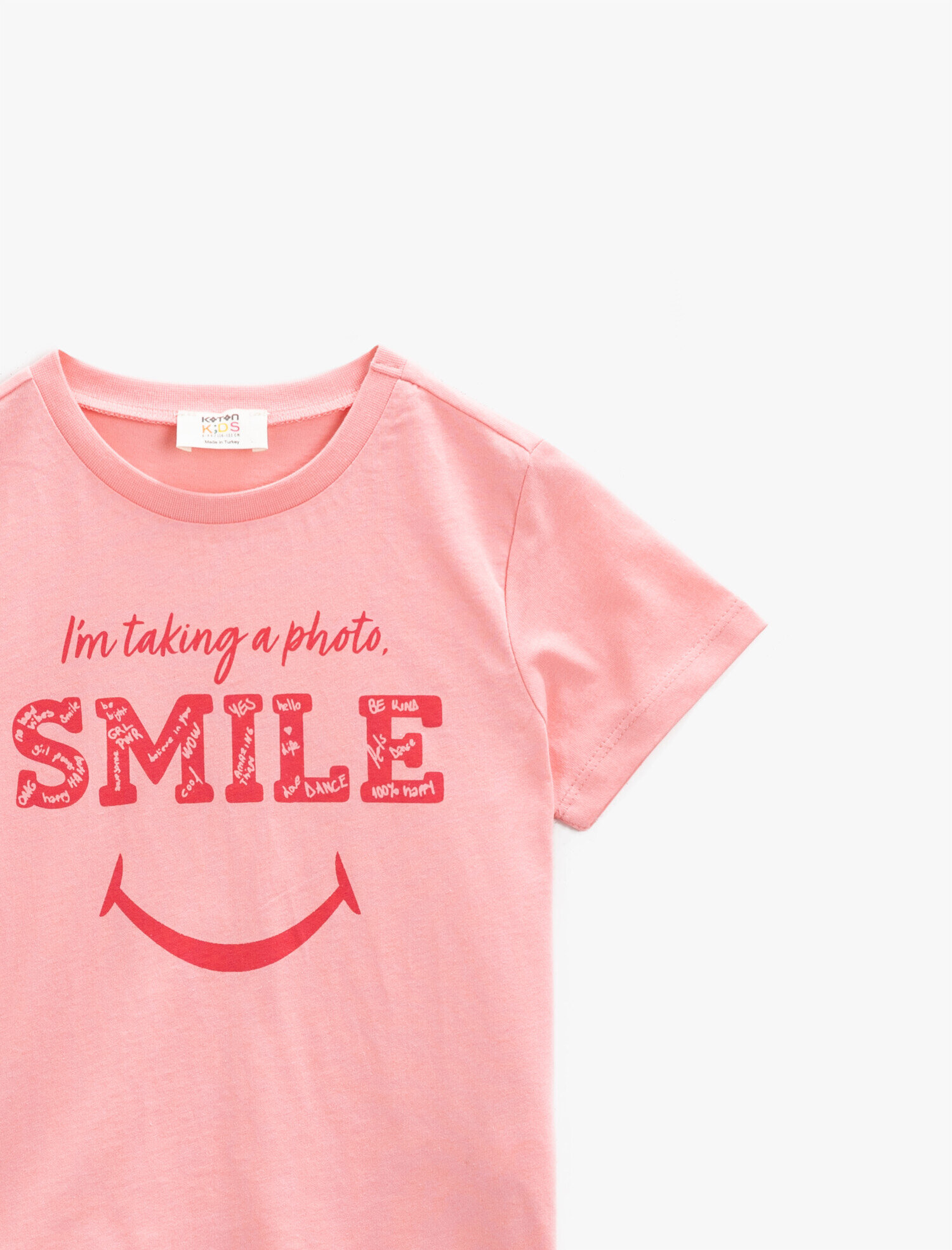  Kız Çocuk Baskılı Tişört Kısa Kollu Bisiklet Yaka Pamuklu