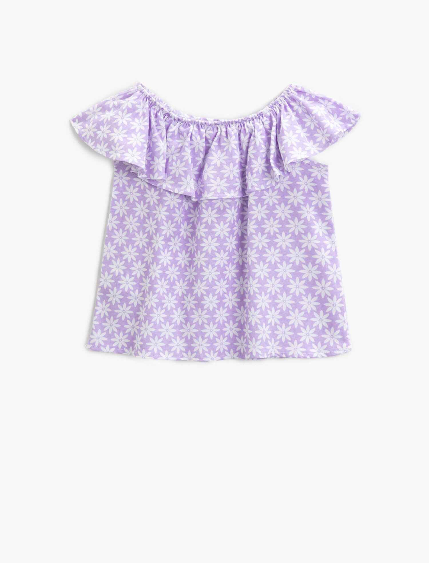  Kız Çocuk Çiçekli Tişört Fırfırlı Pamuklu