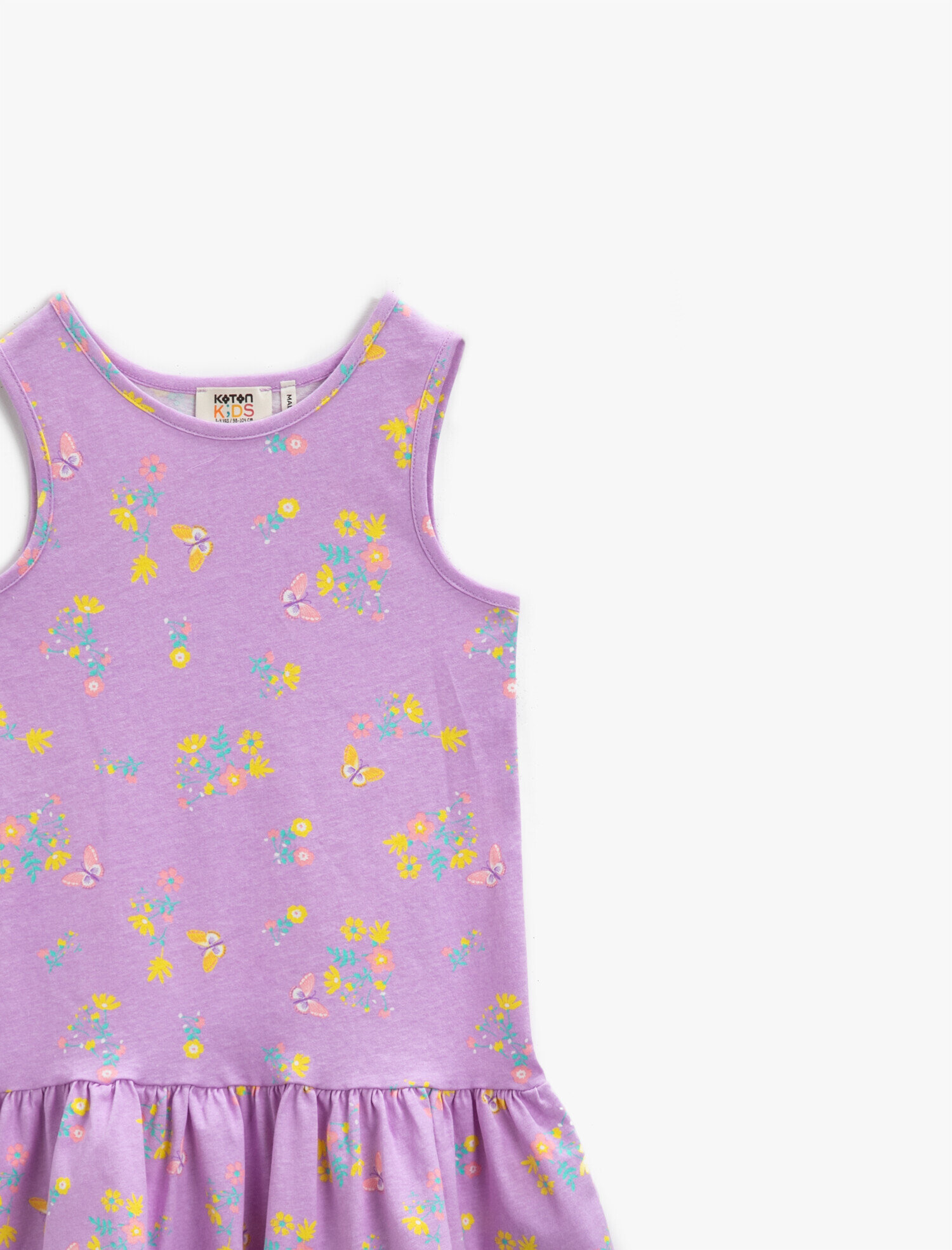  Kız Çocuk Çiçekli Yazlık Elbise Kolsuz Pamuklu