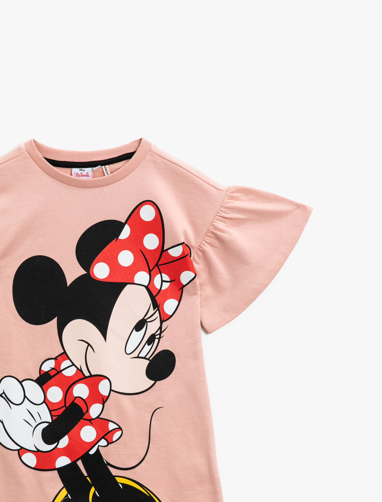  Kız Çocuk Minnie Mouse Lisanslı Baskılı Elbise Pamuklu Kısa Kollu